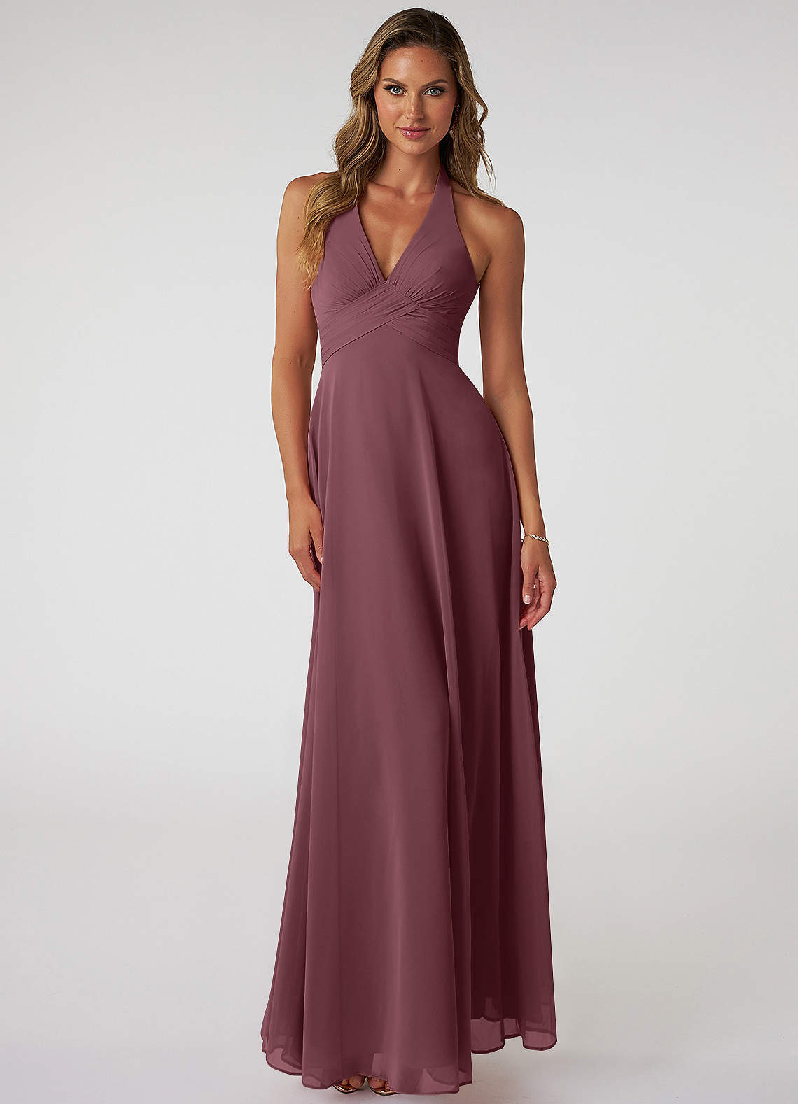 Tessie A-Line V-Neck Chiffon Bridesmaid Dress in Sangria
