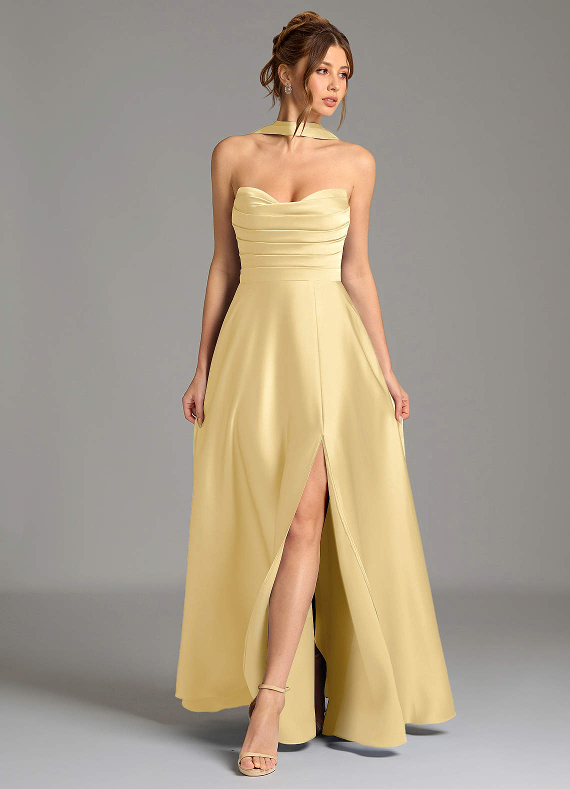 Ayla A-Line Sweetheart Stretch Satin Bridesmaid Dress in Butter