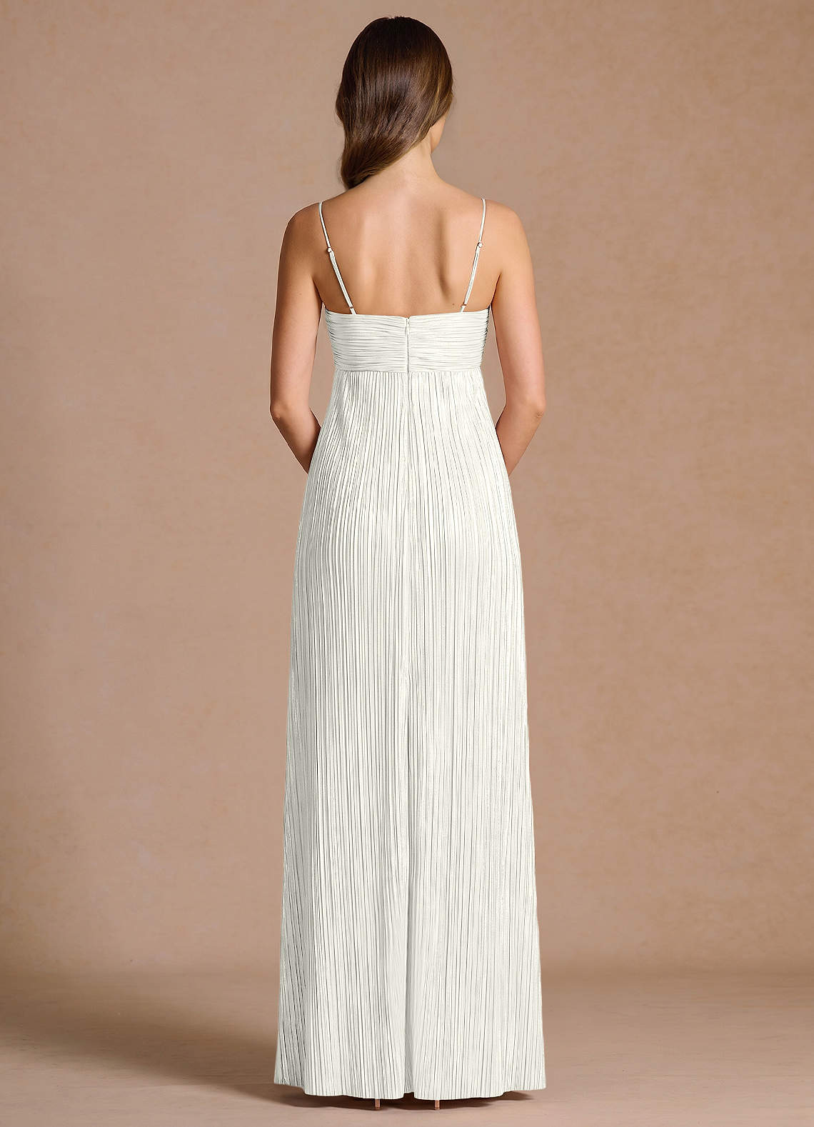 Emmeline A-Line V-Neck Floral Burnout Evening Dress in White