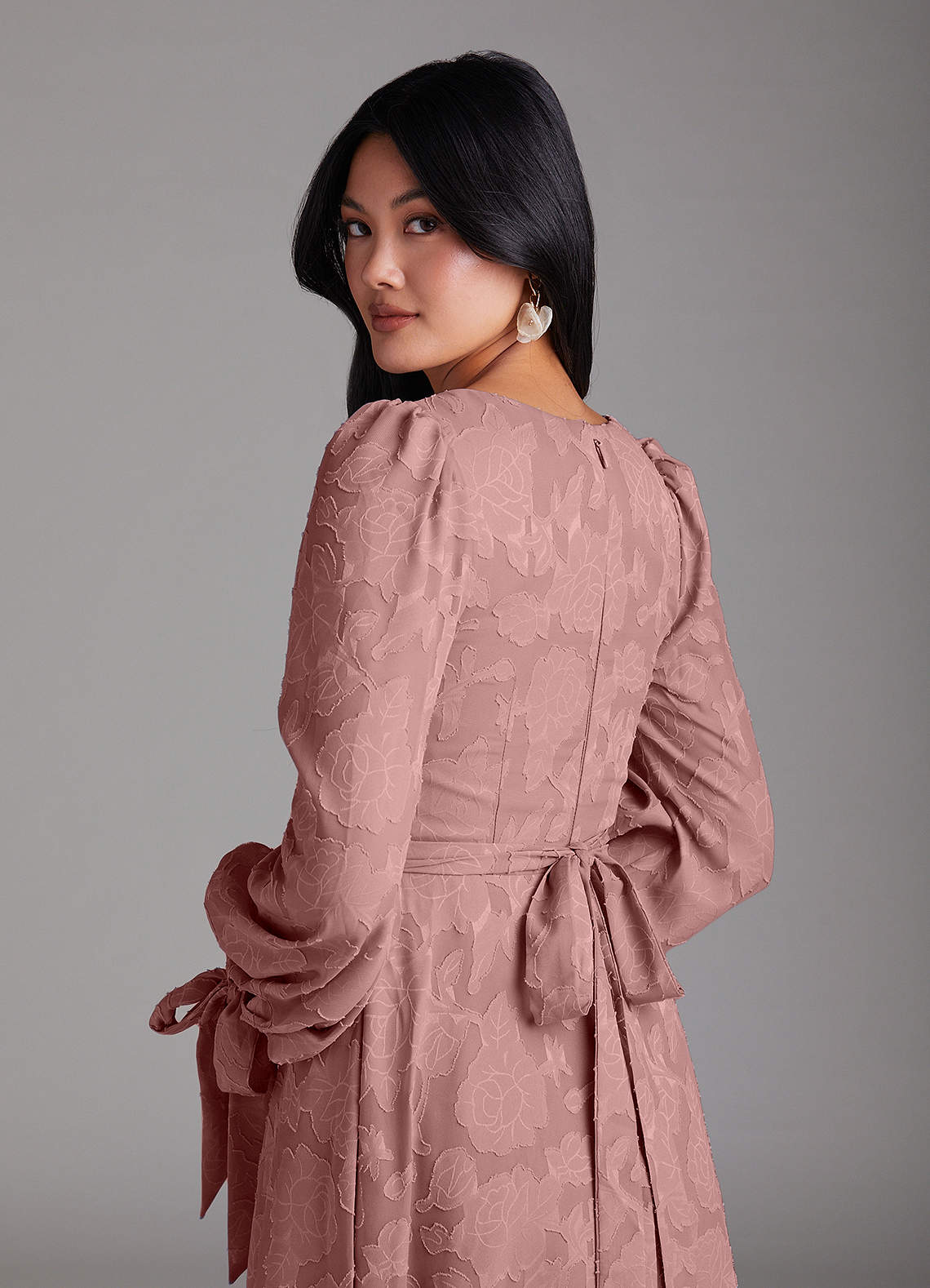 Leonia A-Line Square-Neck Stretch Satin Bridesmaid Dress in dusty rose
