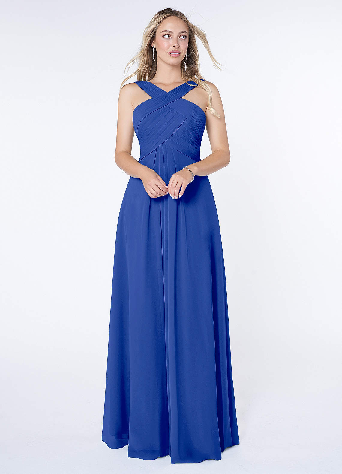 Kaleigh A-Line Halter Chiffon Bridesmaid Dress in Royal Blue