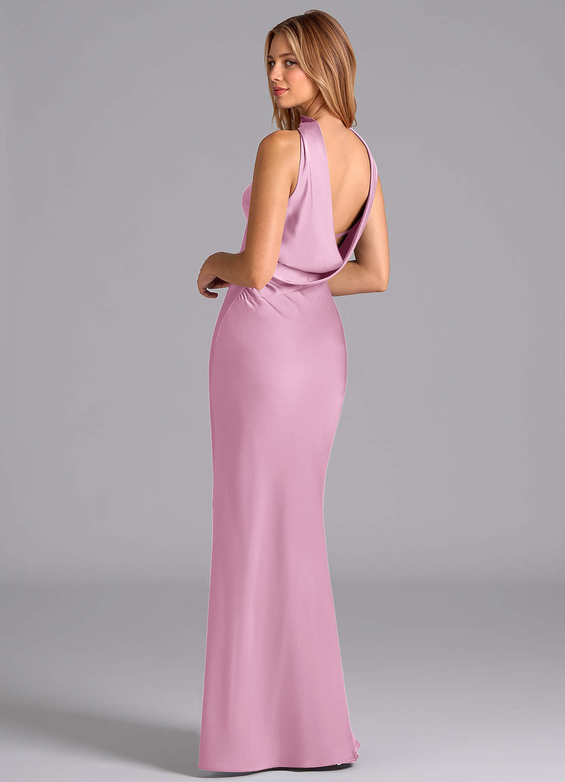 Lusinda Mermaid Strapless Stretch Satin Bridesmaid Dress in candy pink