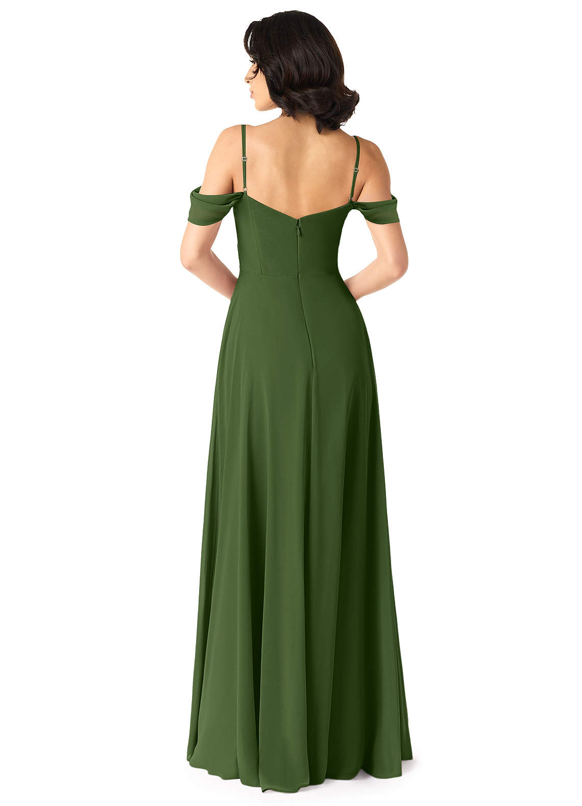 Tancie A-Line Off-the-Shoulder Chiffon Bridesmaid Dress in Olive