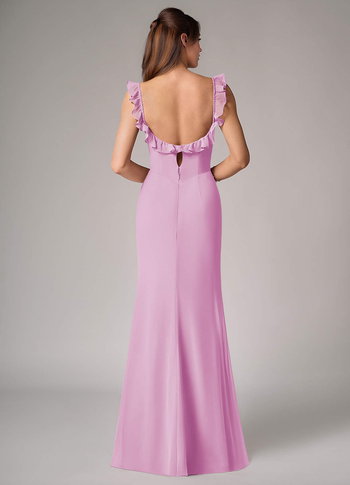 Callie Mermaid Scoop-Neck Chiffon Bridesmaid Dress in candy pink