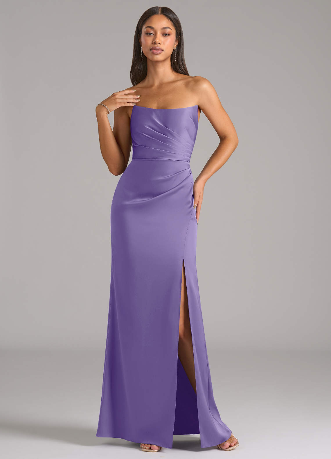 Marla Sheath Strapless Stretch Satin Bridesmaid Dress in Tahiti