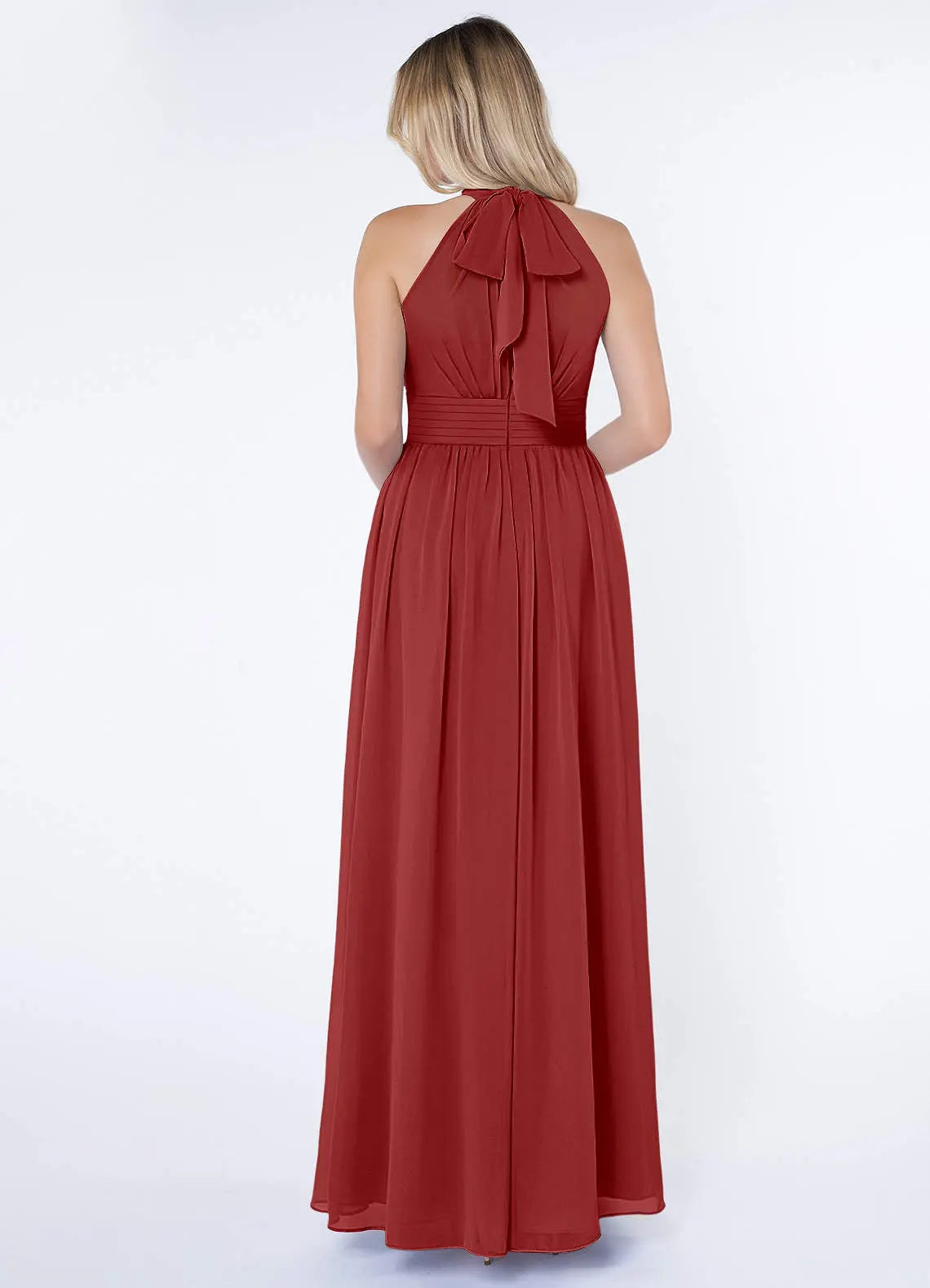 Iman A-Line Halter Chiffon Bridesmaid Dress in Rust