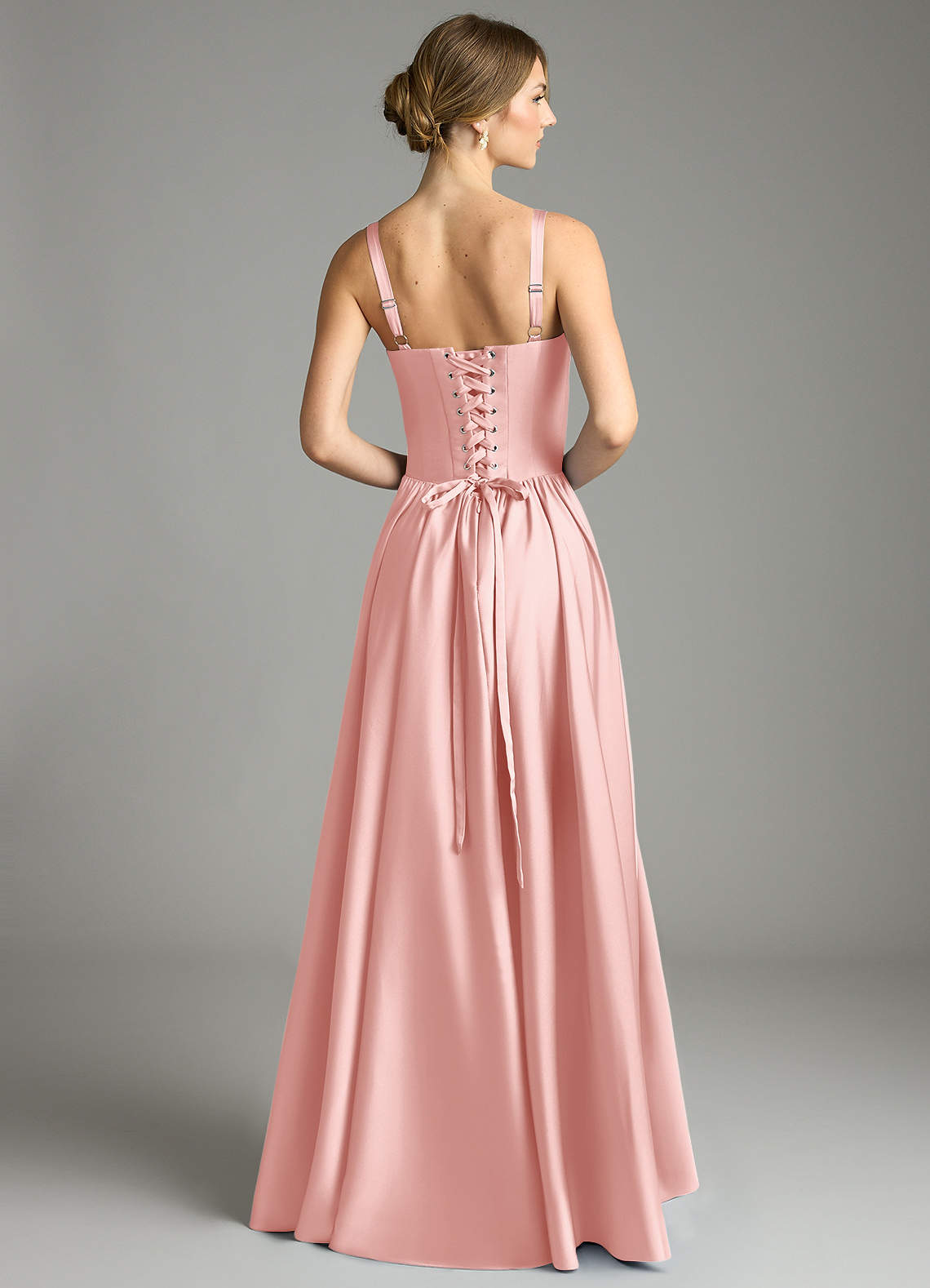 Evadina A-Line Sweetheart Stretch Satin Bridesmaid Dress in Powder Pink