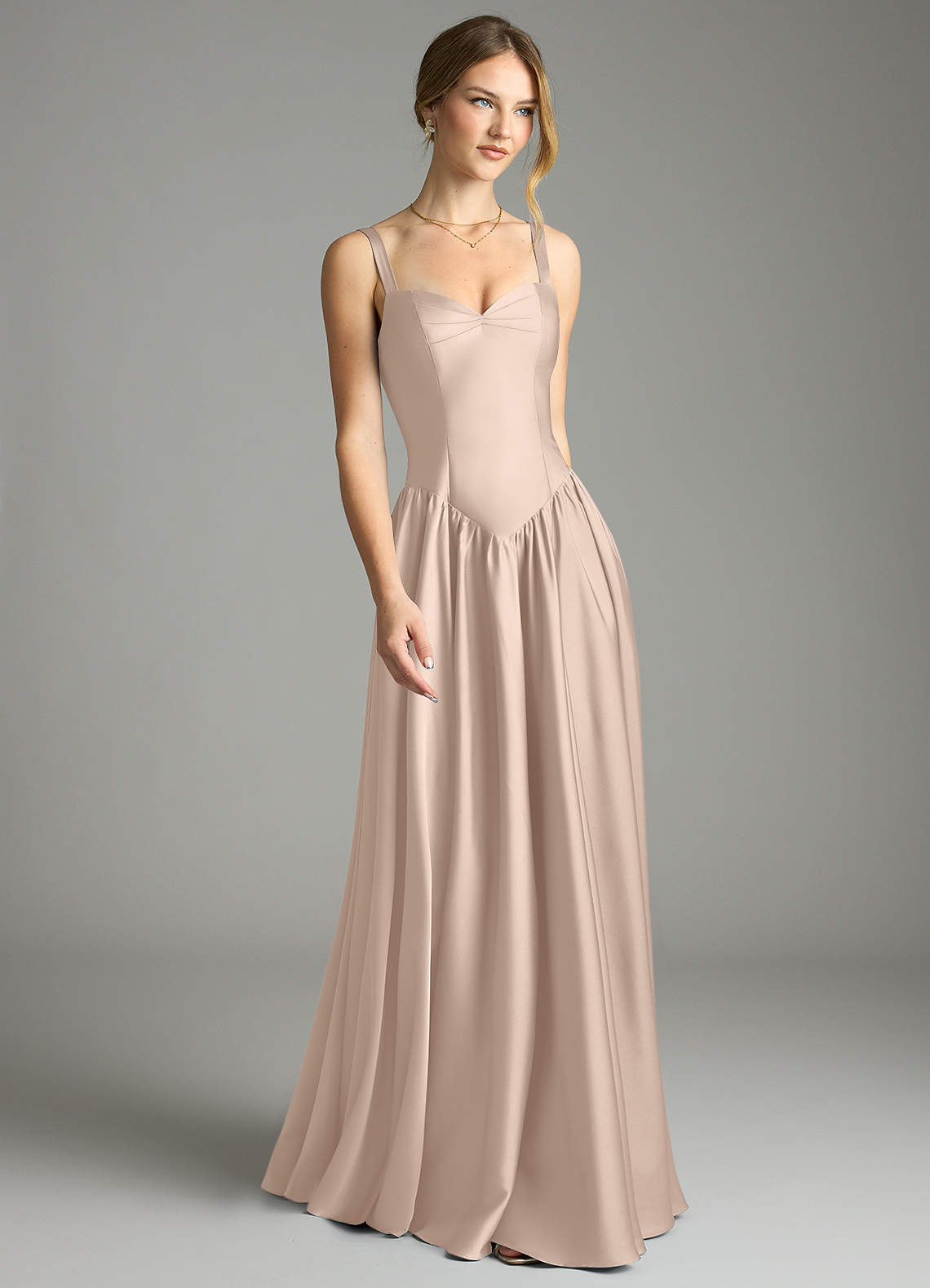 Evadina A-Line Sweetheart Stretch Satin Bridesmaid Dress in English Rose