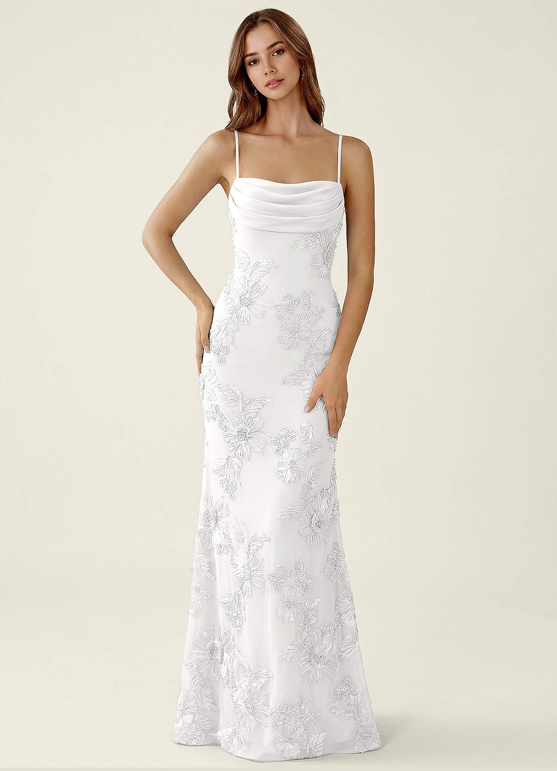 Bellatrix Mermaid Spaghetti-Strap Stretch Lace Evening Dress in Sky Blue