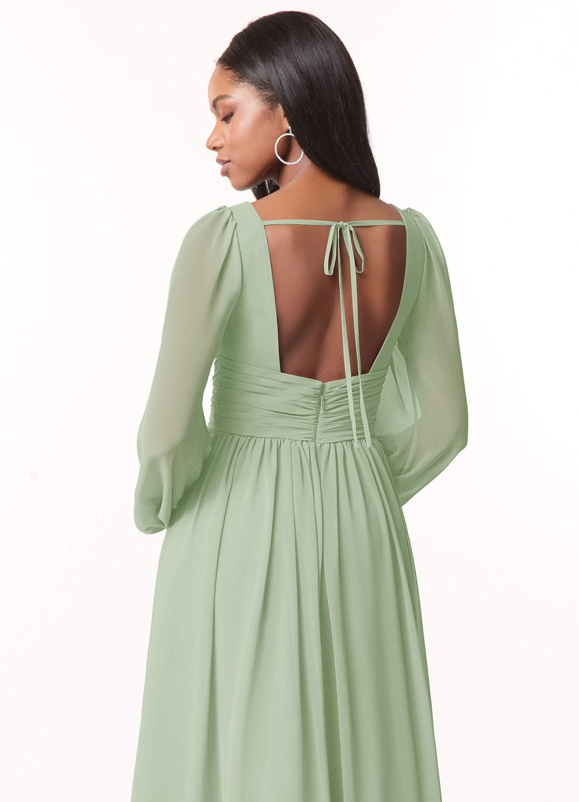 Norah A-Line V-Neck Chiffon Bridesmaid Dress in Dusty Sage