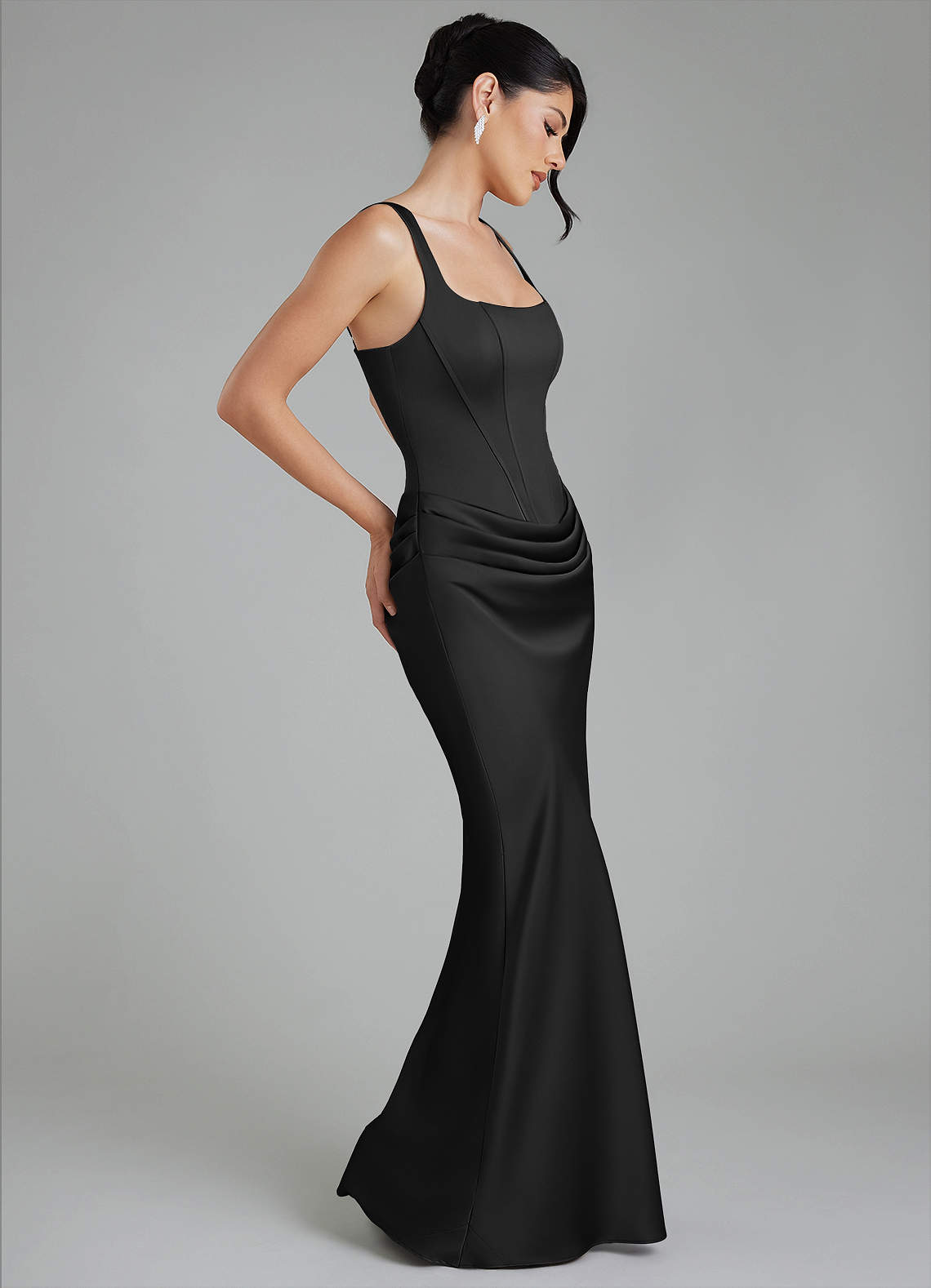 Etta Mermaid Square-Neck Stretch Satin Bridesmaid Dress