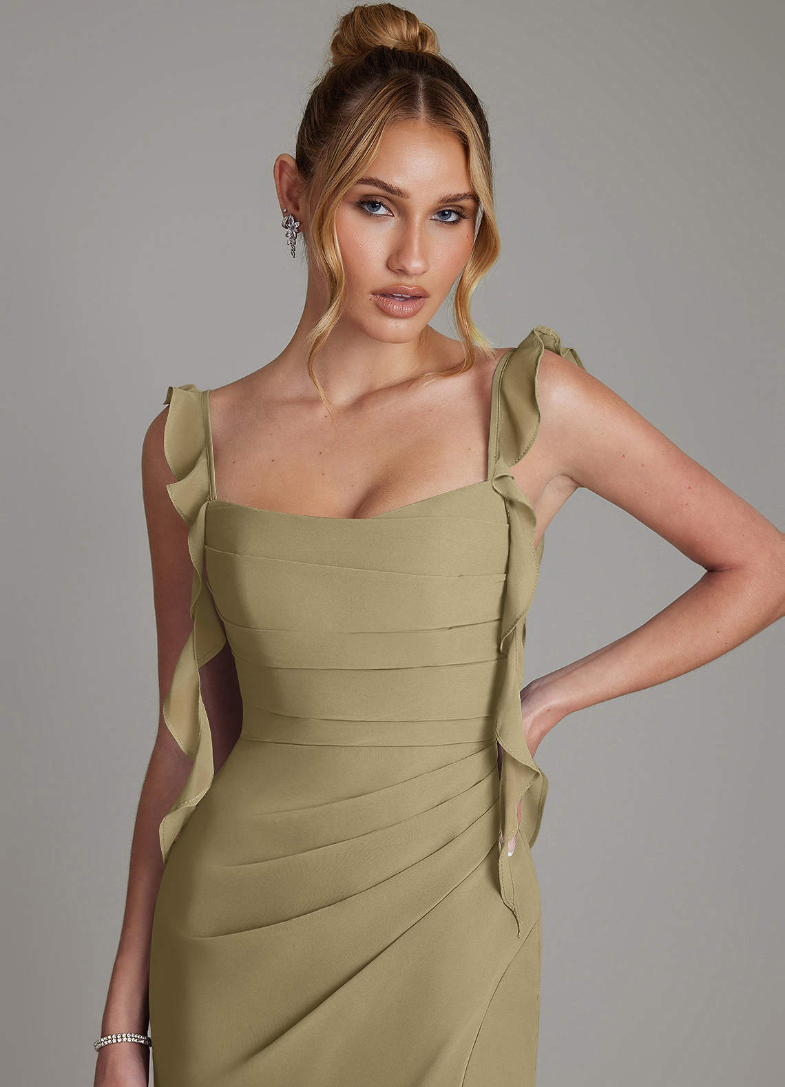 Jessamine Mermaid Sweetheart Chiffon Bridesmaid Dress in Moss Green