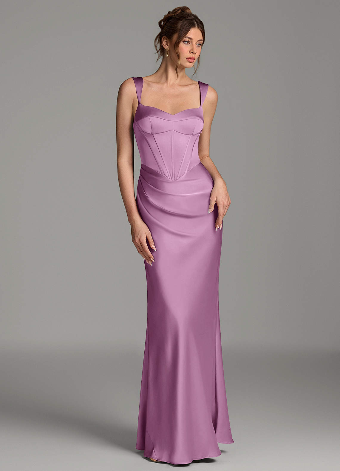 Mela Sheath Sweetheart Stretch Satin Bridesmaid Dress in Wisteria