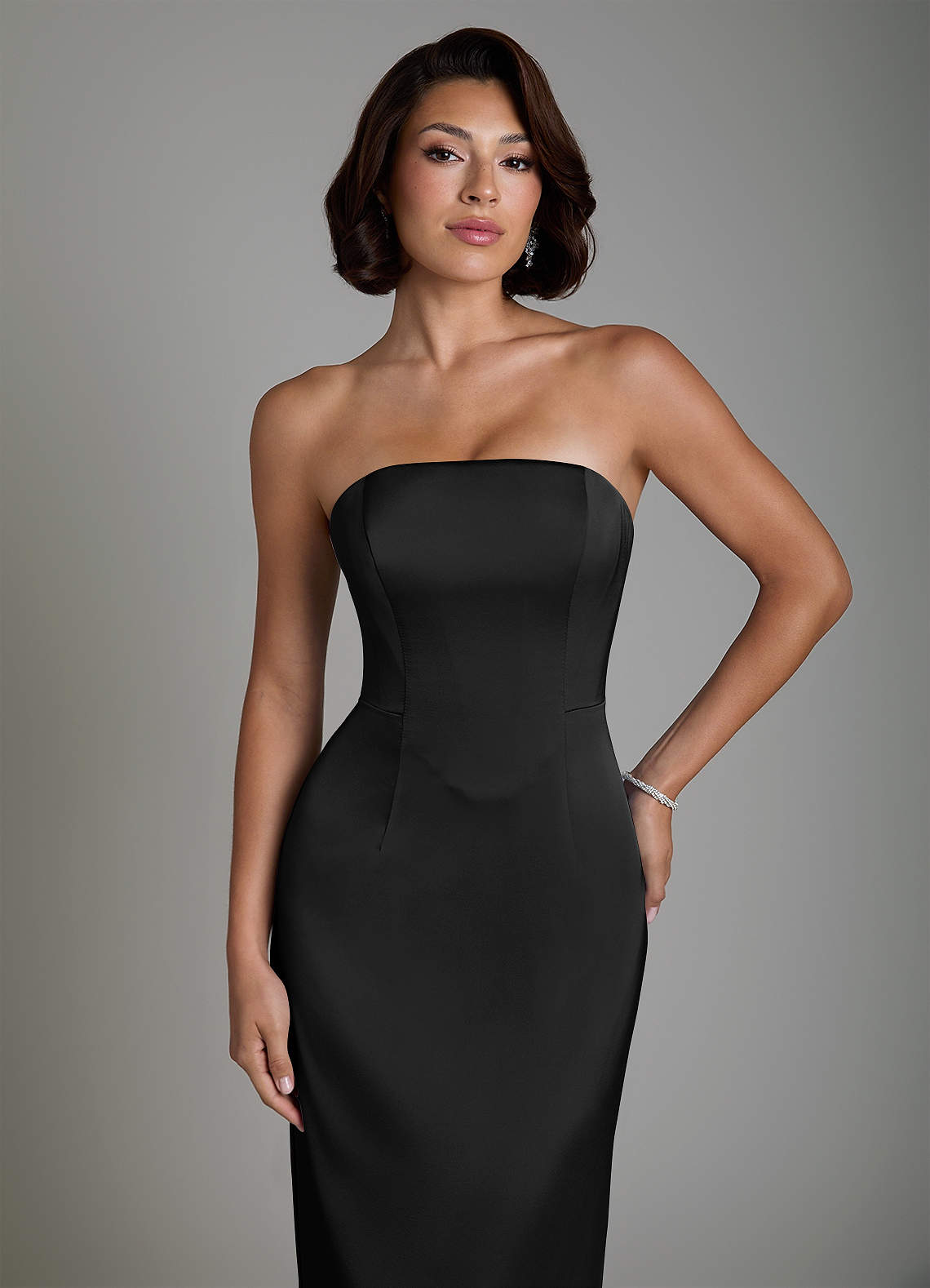 Fallyn Sheath Strapless Stretch Satin Bridesmaid Dress