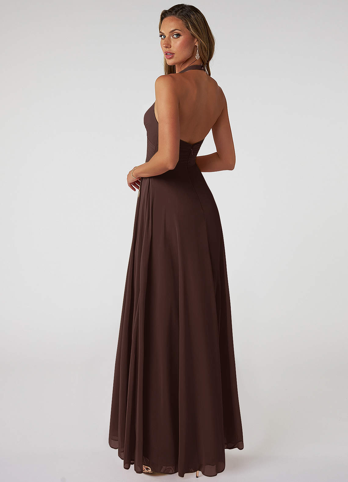 Tessie A-Line V-Neck Chiffon Bridesmaid Dress in Ganache