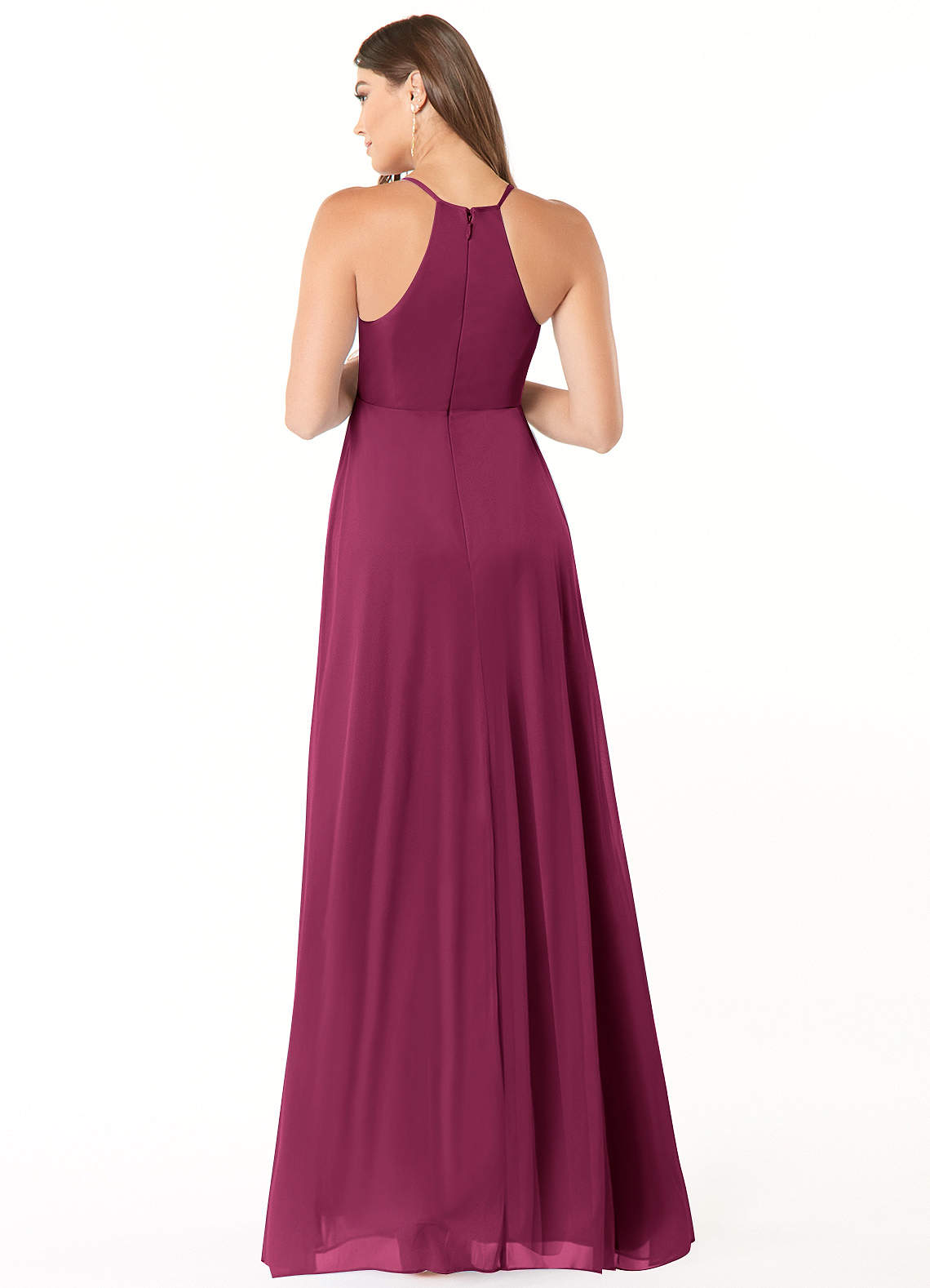 Annabelle A-Line V-Neck Mesh Bridesmaid Dress in Mulberry
