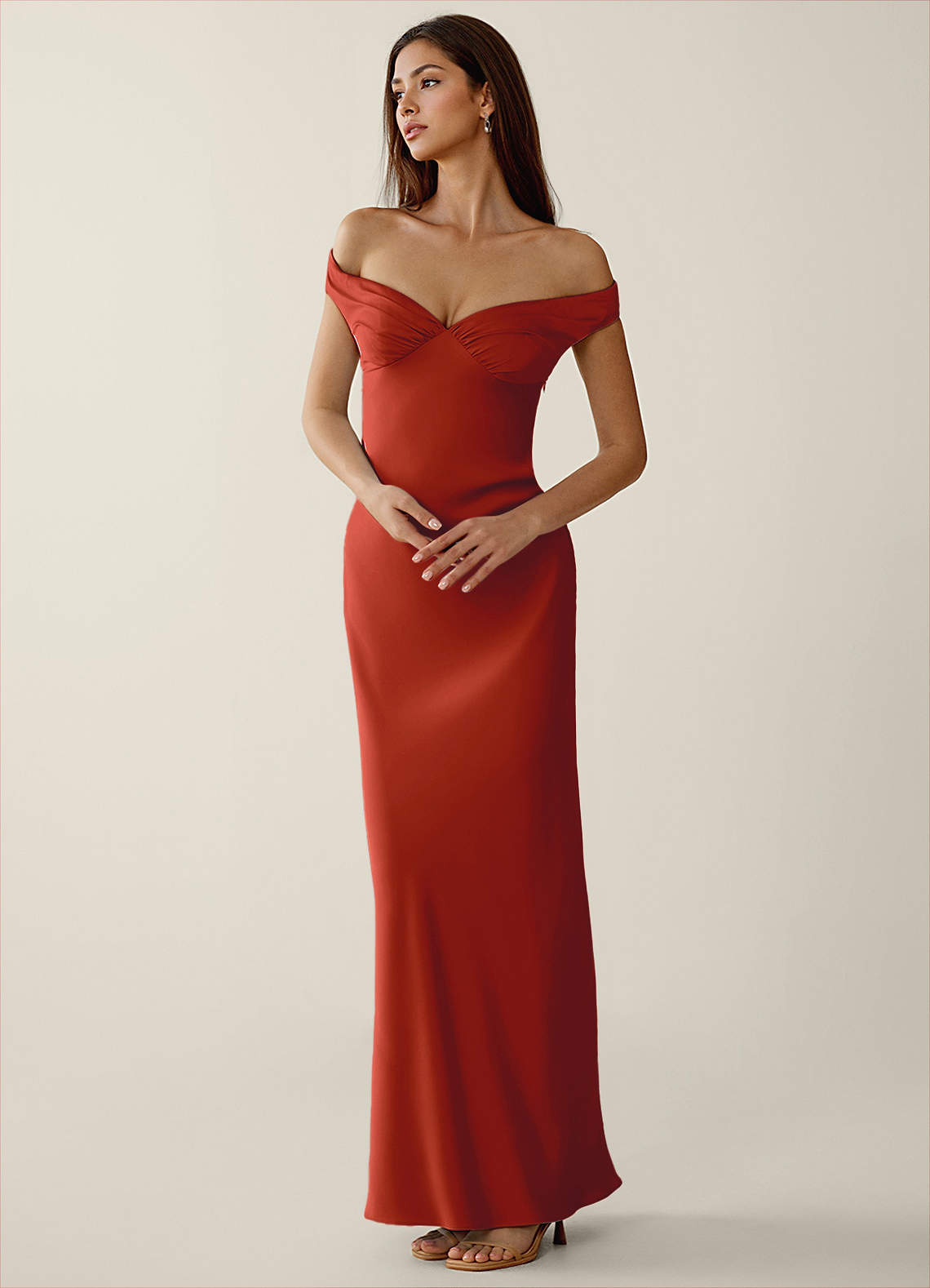 Gwendonme Sheath Off-the-Shoulder Satin Crystal Linen Evening Dress in Pistachio