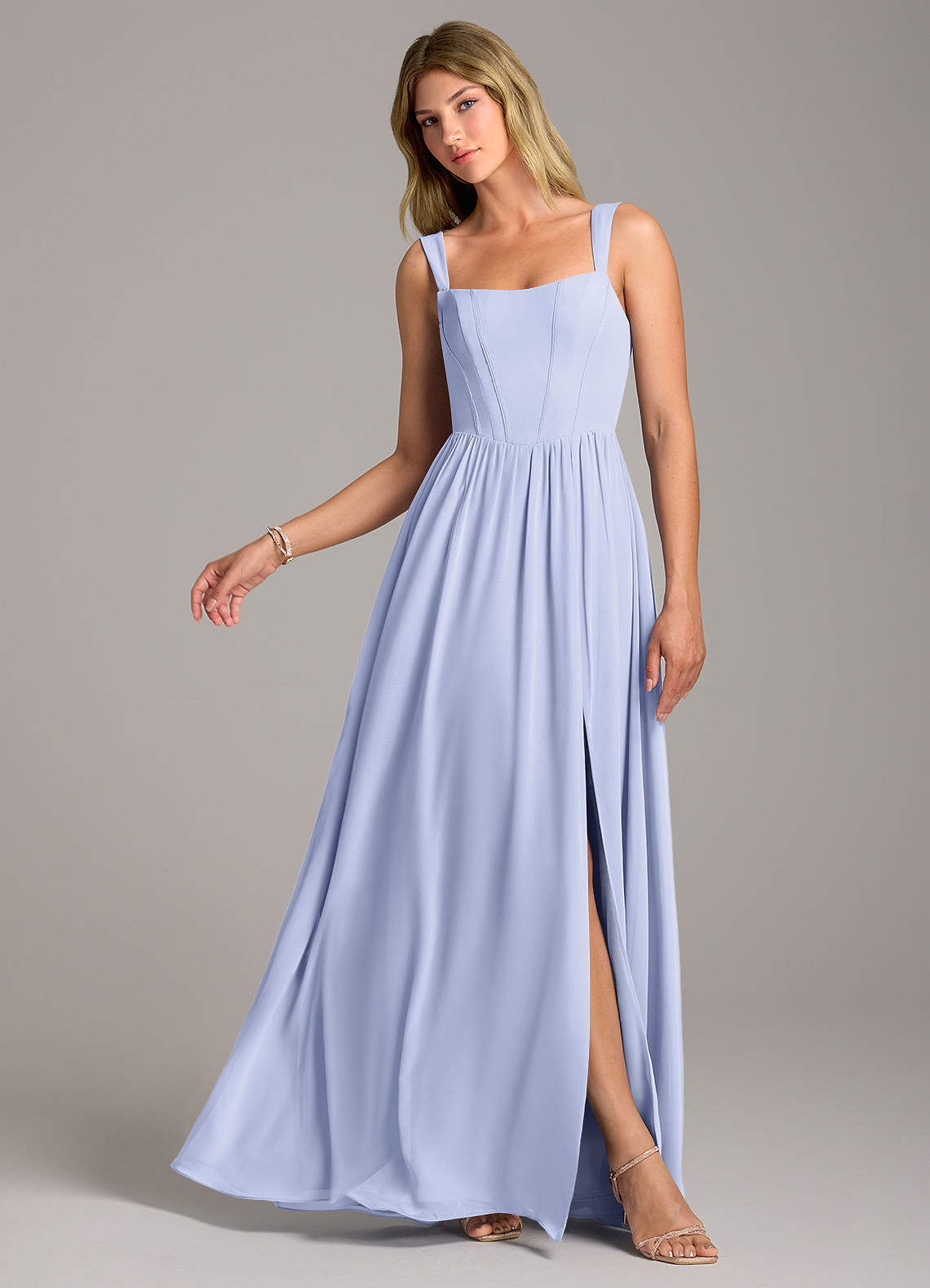 Rosaline A-Line Square-Neck Chiffon Bridesmaid Dress in Lavender