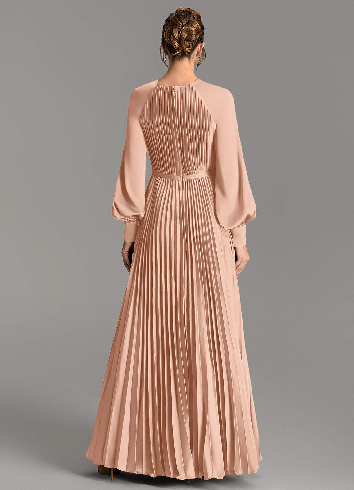 Grayson A-Line Scoop-Neck Stretch Satin Bridesmaid Dress in rose gold