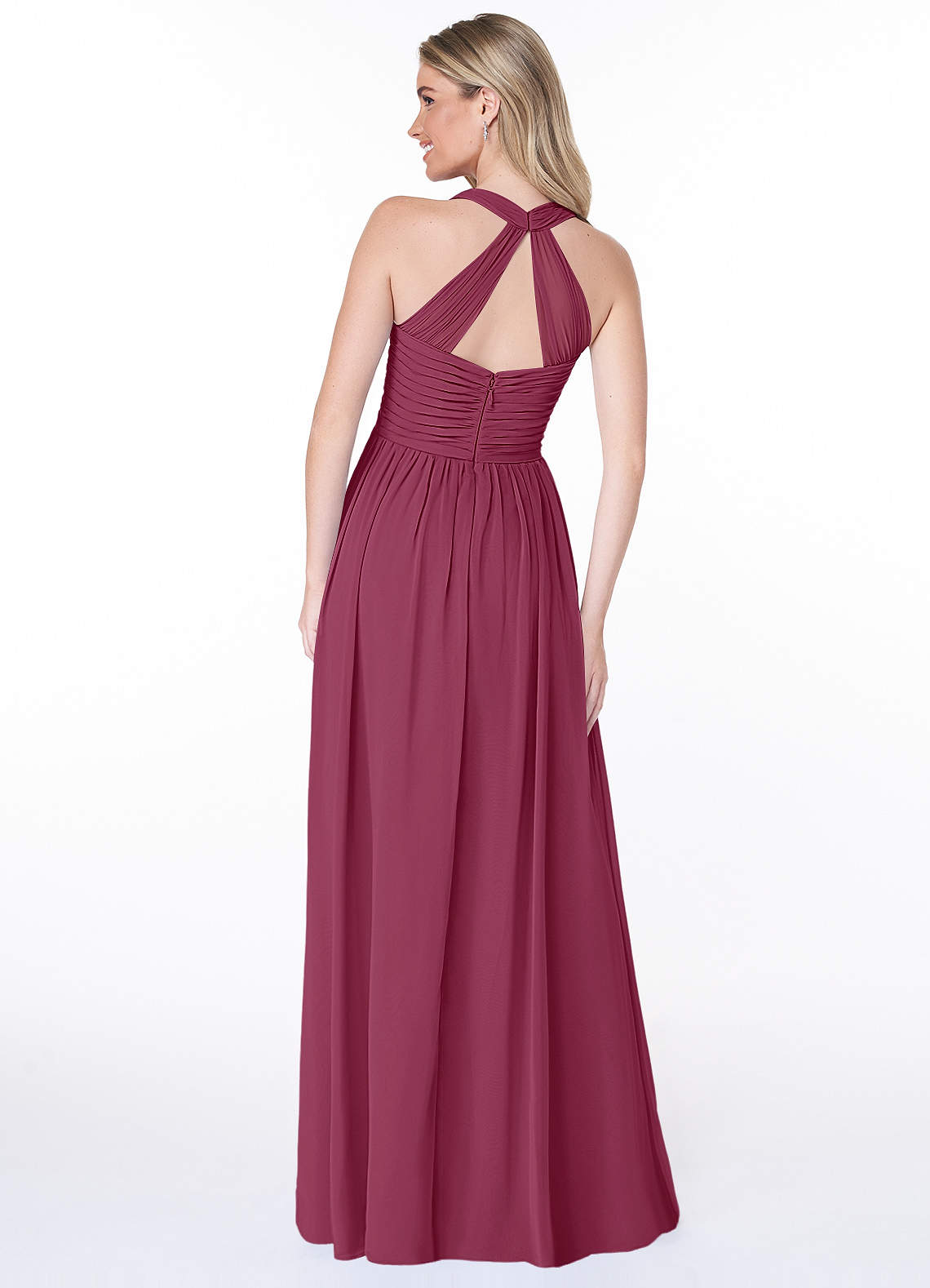 Jaclyn A-Line Halter Chiffon Bridesmaid Dress in Mulberry