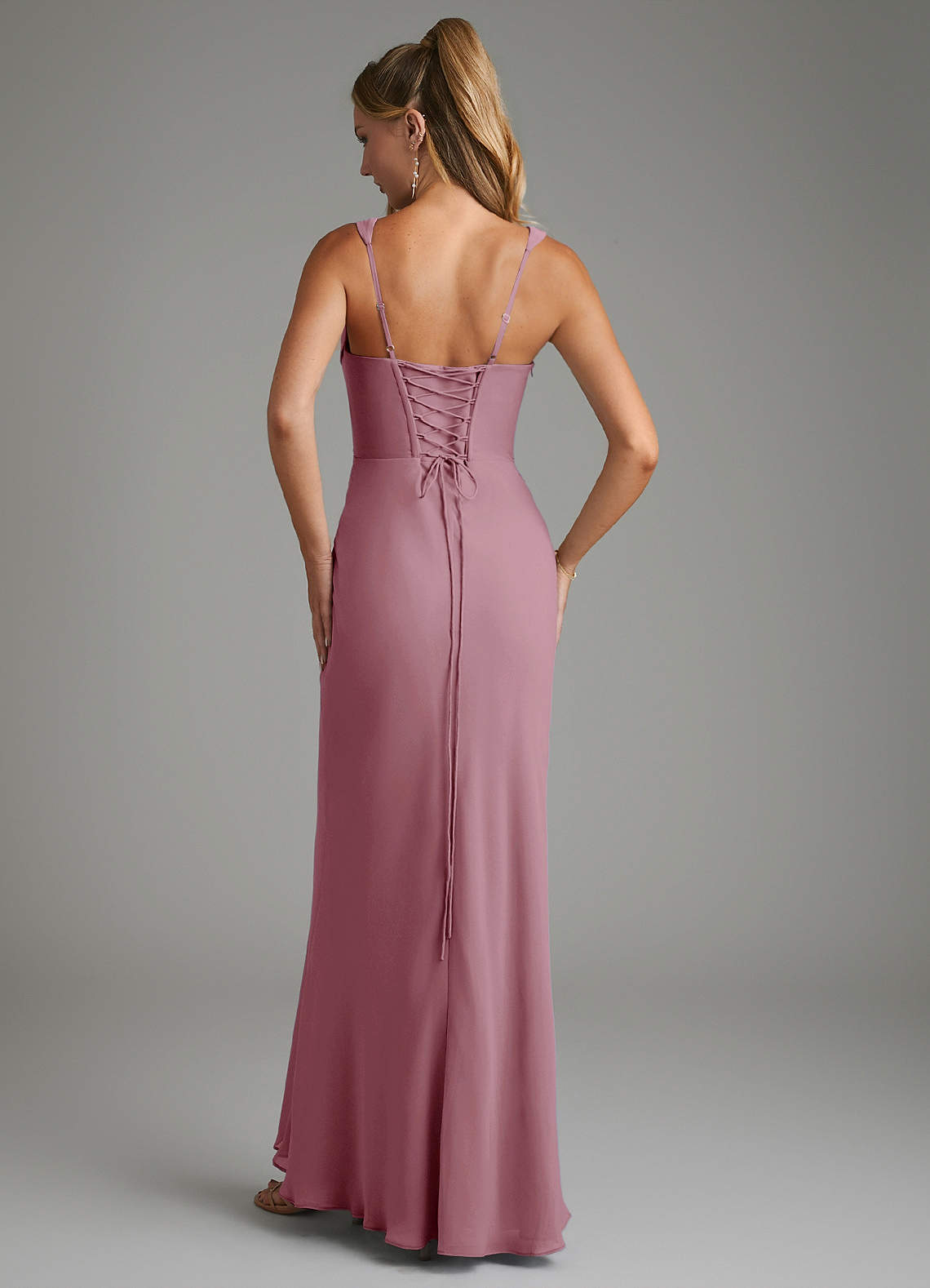 Asa Sheath Square-Neck Chiffon Bridesmaid Dress in Vintage Mauve