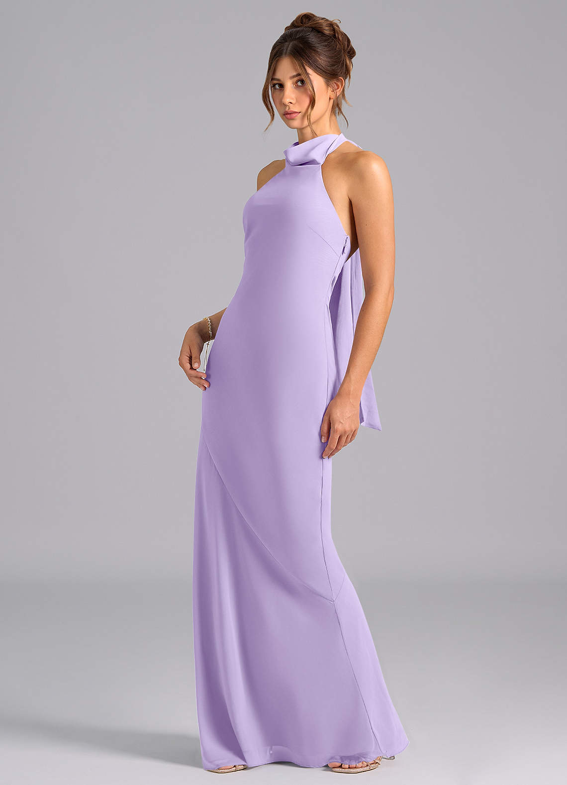 Velli Mermaid Halter Chiffon Bridesmaid Dress in Lilac