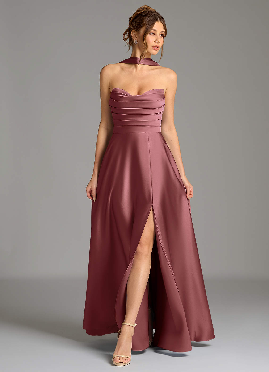 Ayla A-Line Sweetheart Stretch Satin Bridesmaid Dress in Amethyst