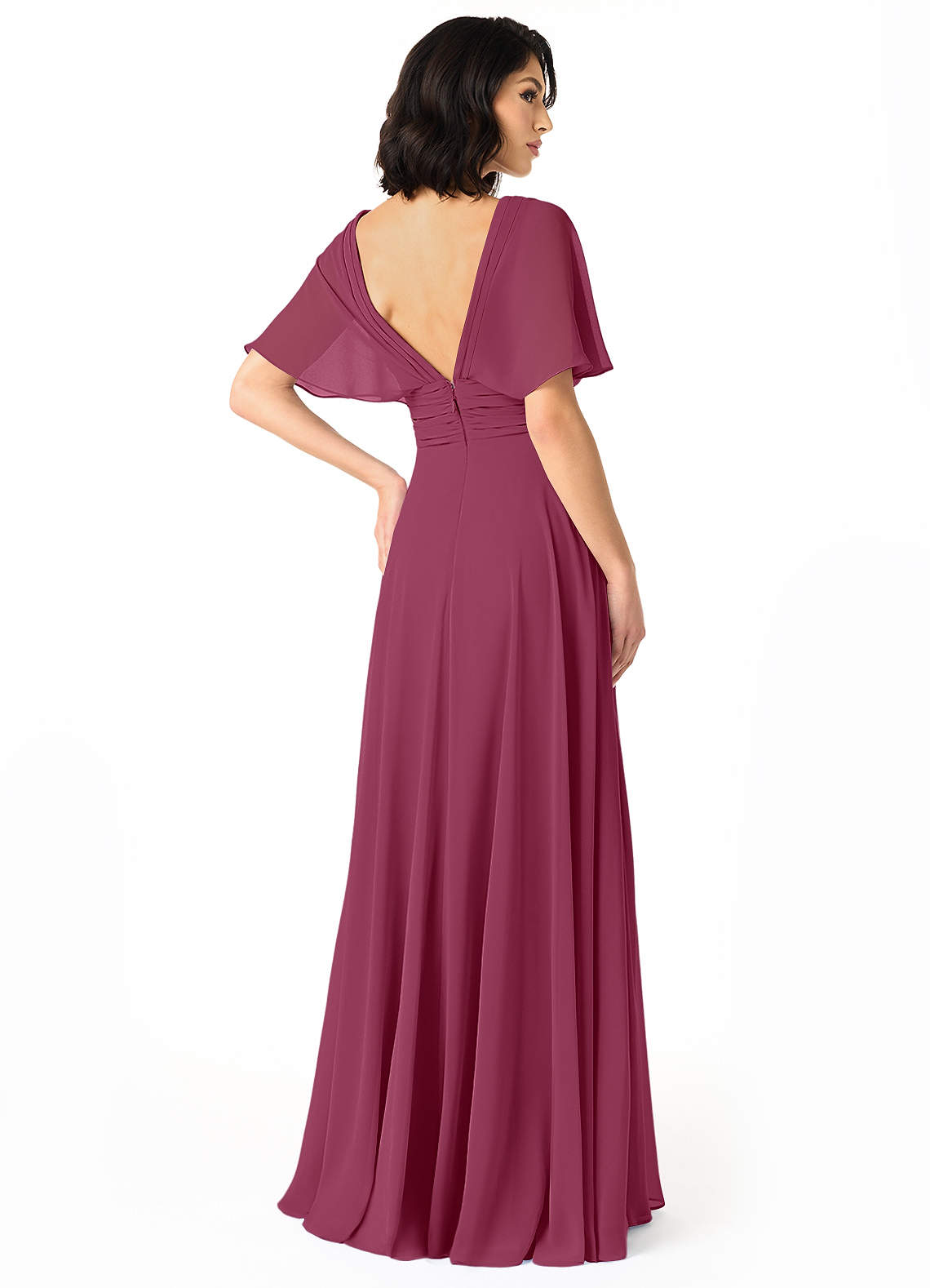 Pamela A-Line V-Neck Chiffon Bridesmaid Dress in Mulberry