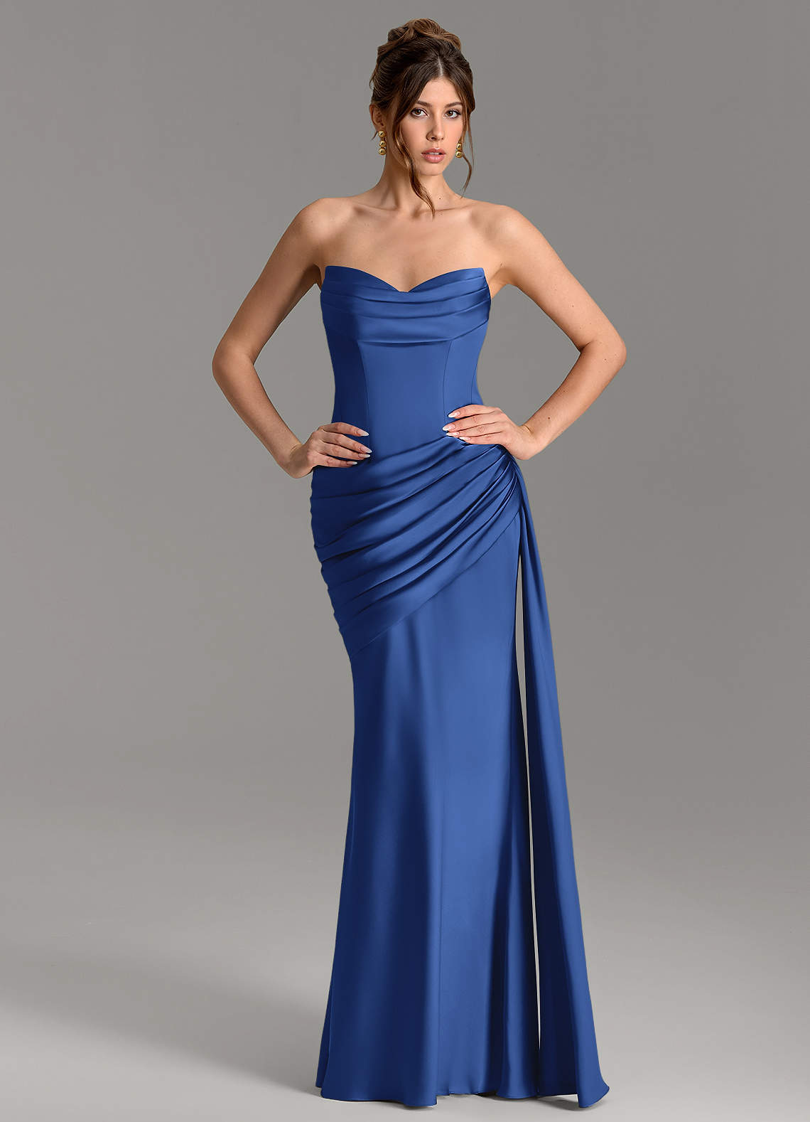 Zorah Mermaid Sweetheart Stretch Satin Bridesmaid Dress in Royal Blue