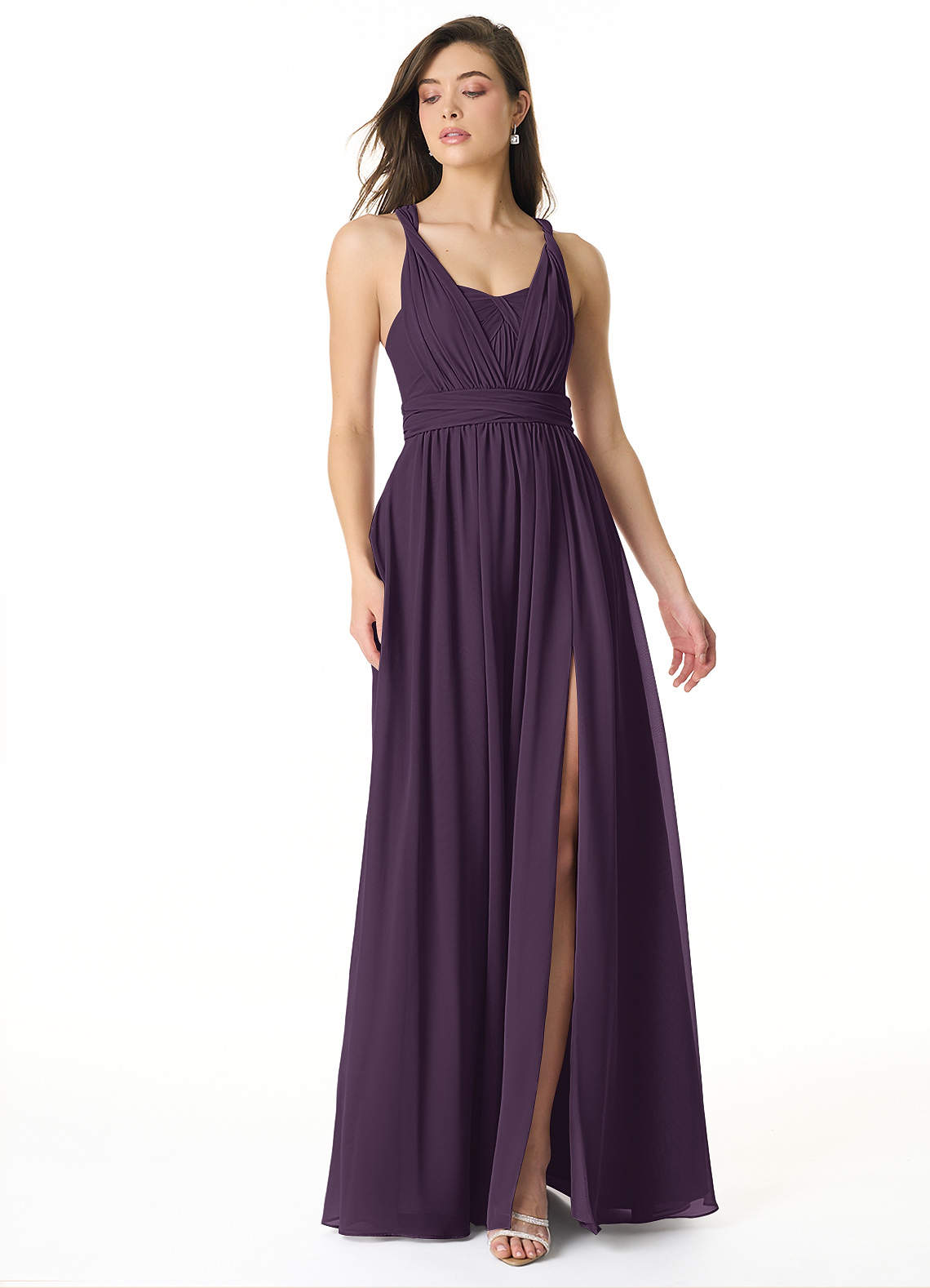 Olani A-Line V-Neck Chiffon Bridesmaid Dress in Plum