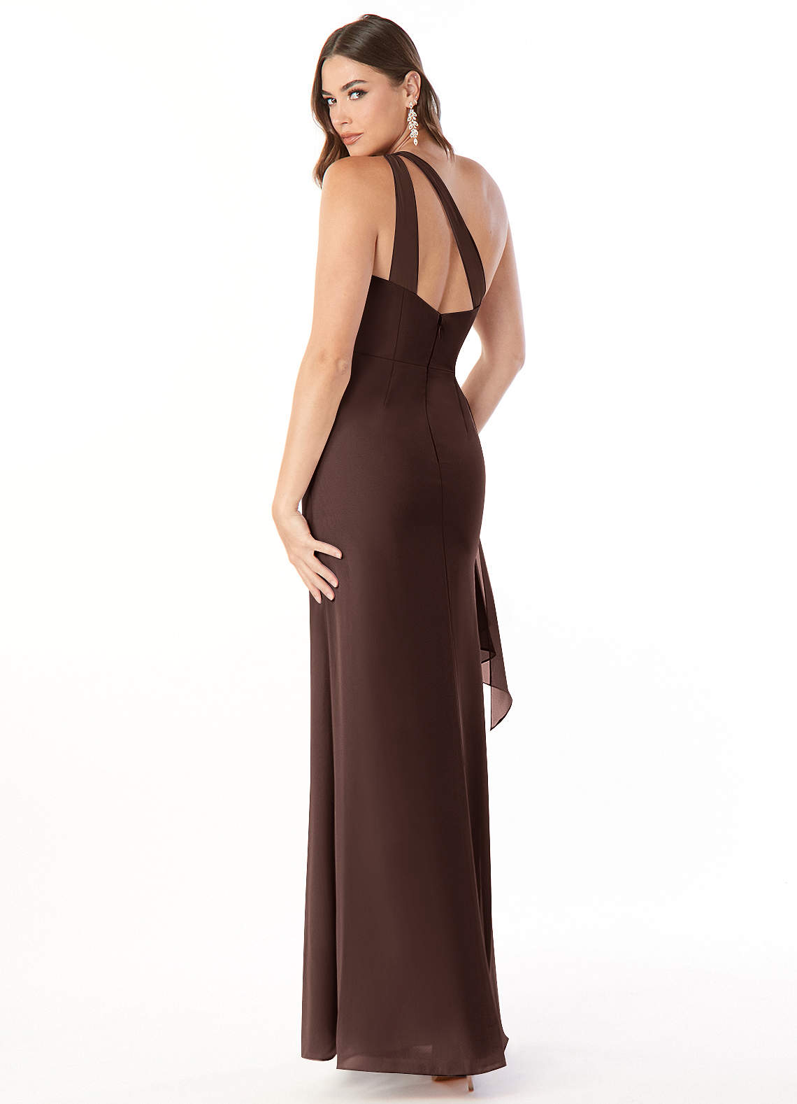 Maive Sheath One-Shoulder Chiffon Bridesmaid Dress in Ganache