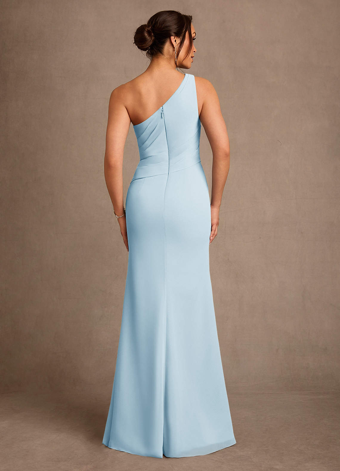 Floy Sheath One-Shoulder Chiffon Mother of the Bride Dress in Sky Blue