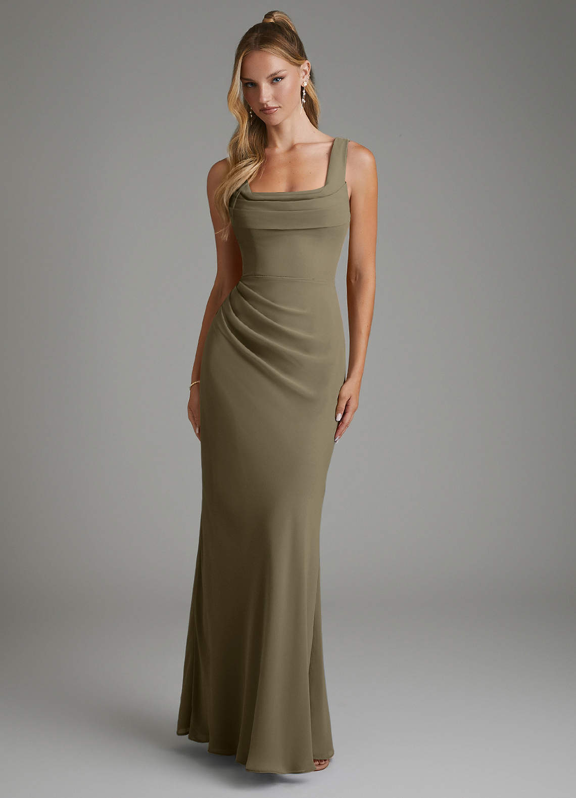Asa Sheath Square-Neck Chiffon Bridesmaid Dress in Willow Green