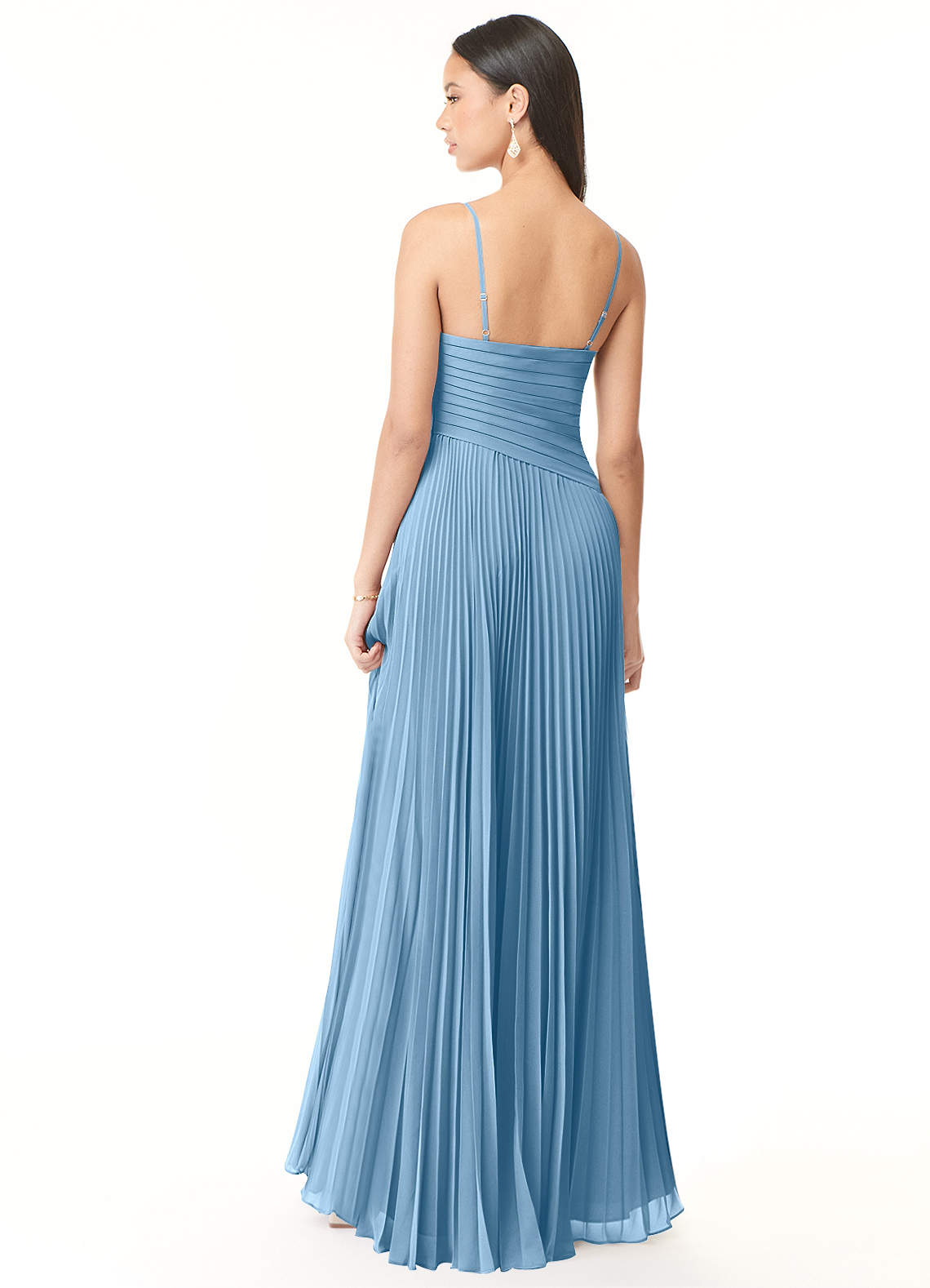 Vini A-Line V-Neck Chiffon Bridesmaid Dress in Steel Blue