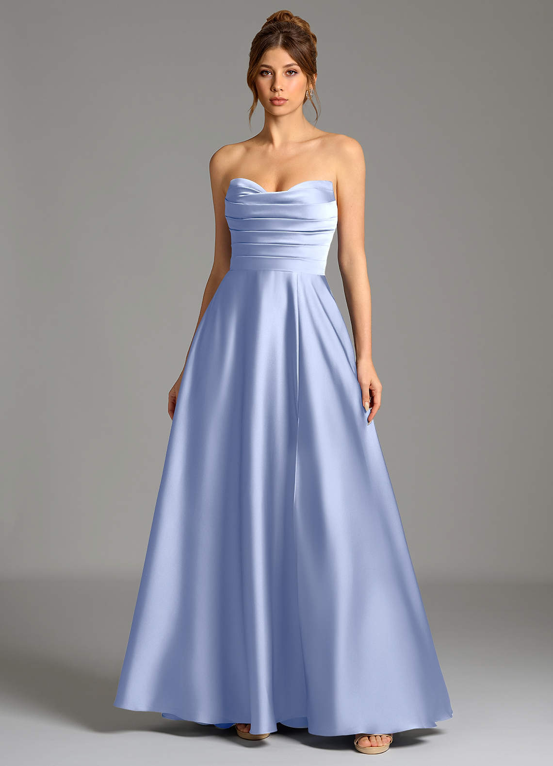 Ayla A-Line Sweetheart Stretch Satin Bridesmaid Dress in Ice