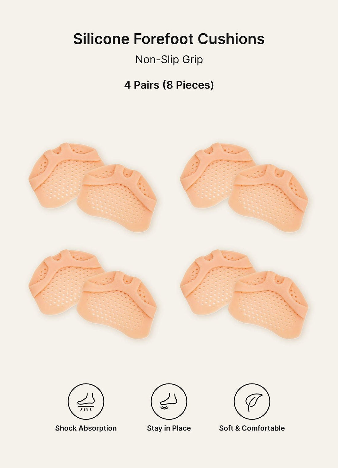 4-Pairs Honeycomb Forefoot Pads — Nude — 图 1/5