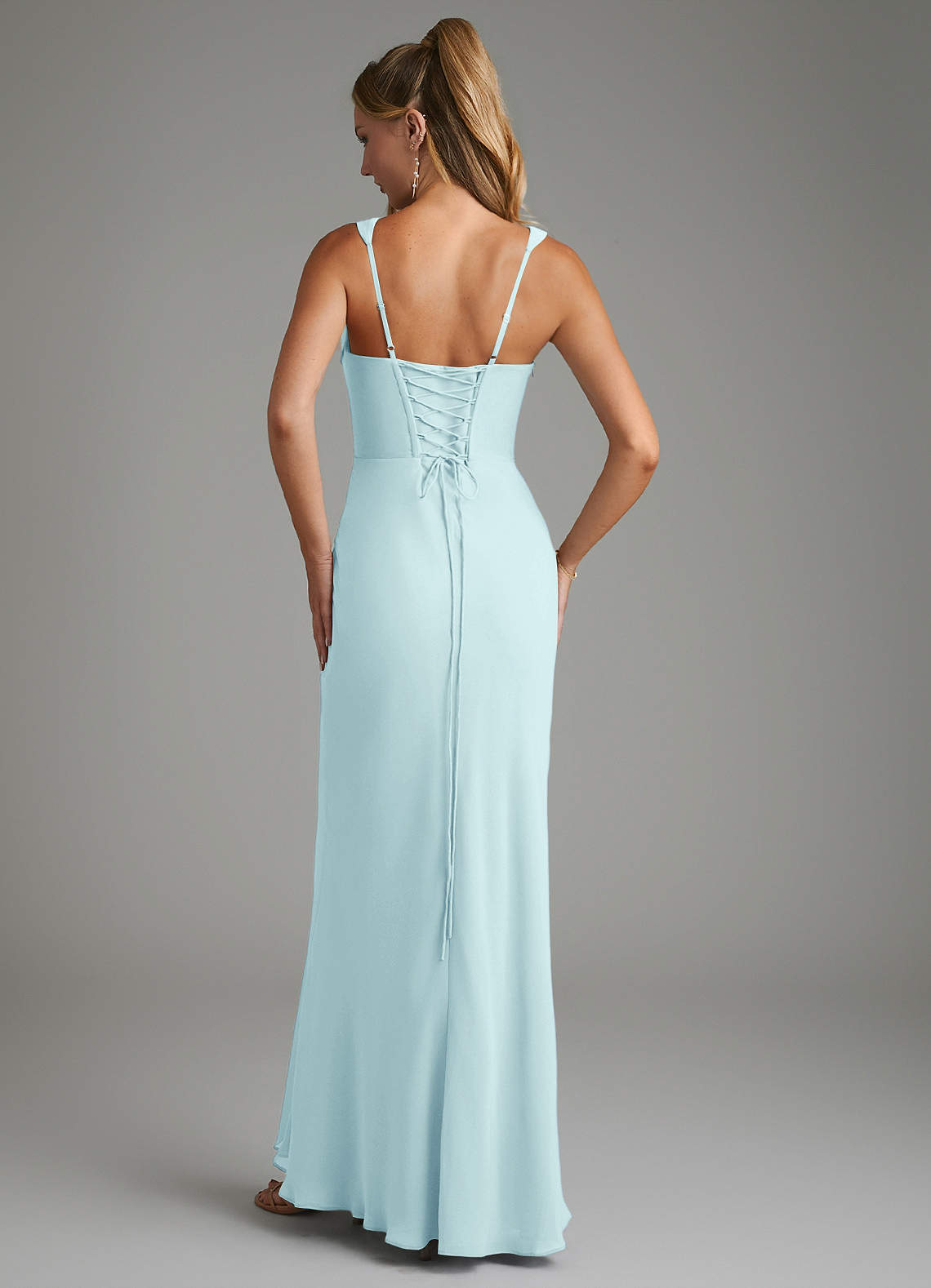 Asa Sheath Square-Neck Chiffon Bridesmaid Dress in Sea Glass