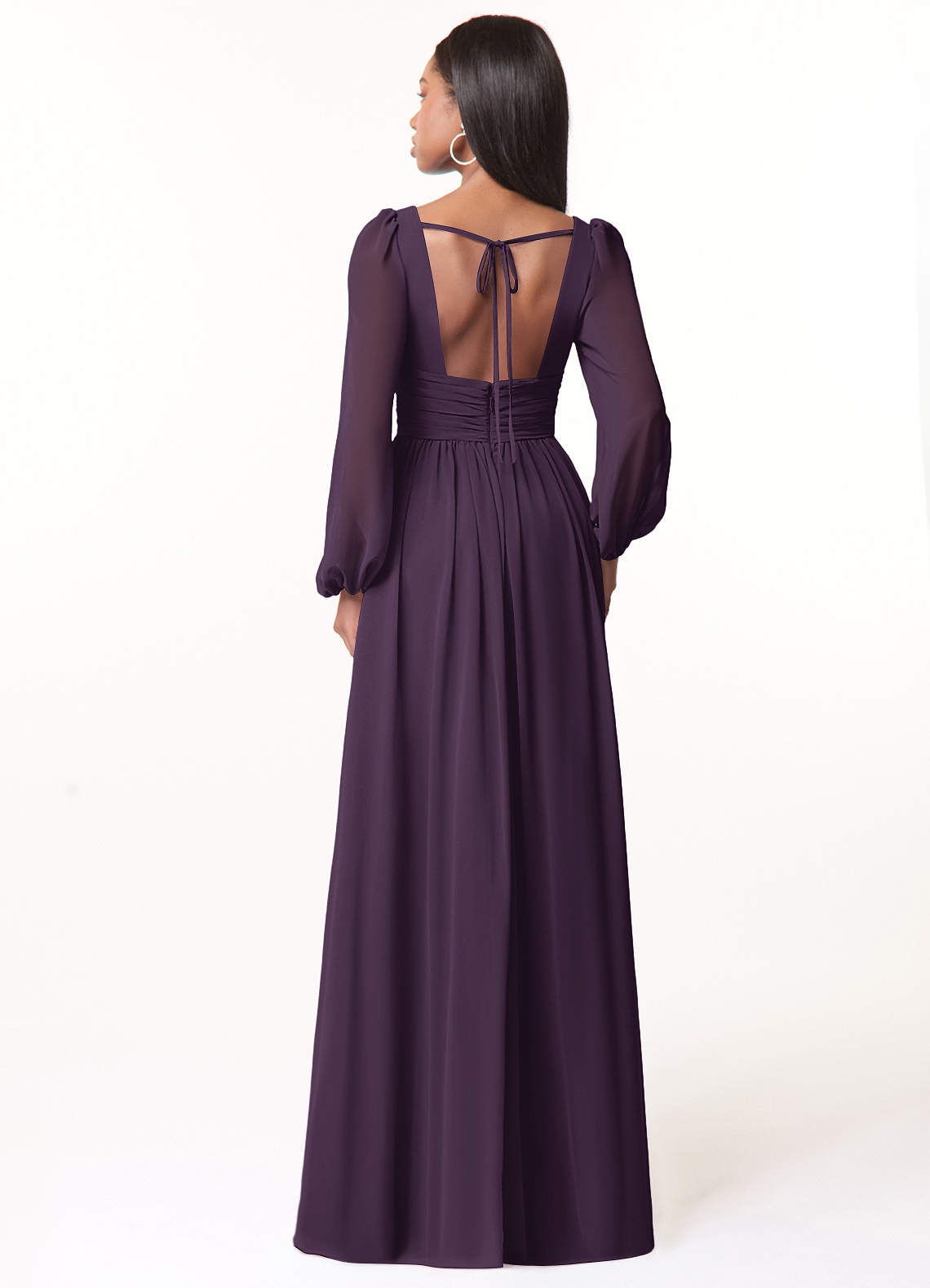 Norah A-Line V-Neck Chiffon Bridesmaid Dress in Plum