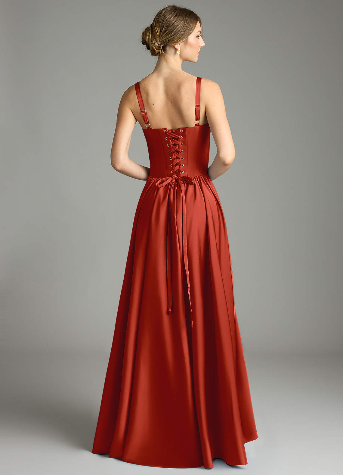 Evadina A-Line Sweetheart Stretch Satin Bridesmaid Dress in Rust