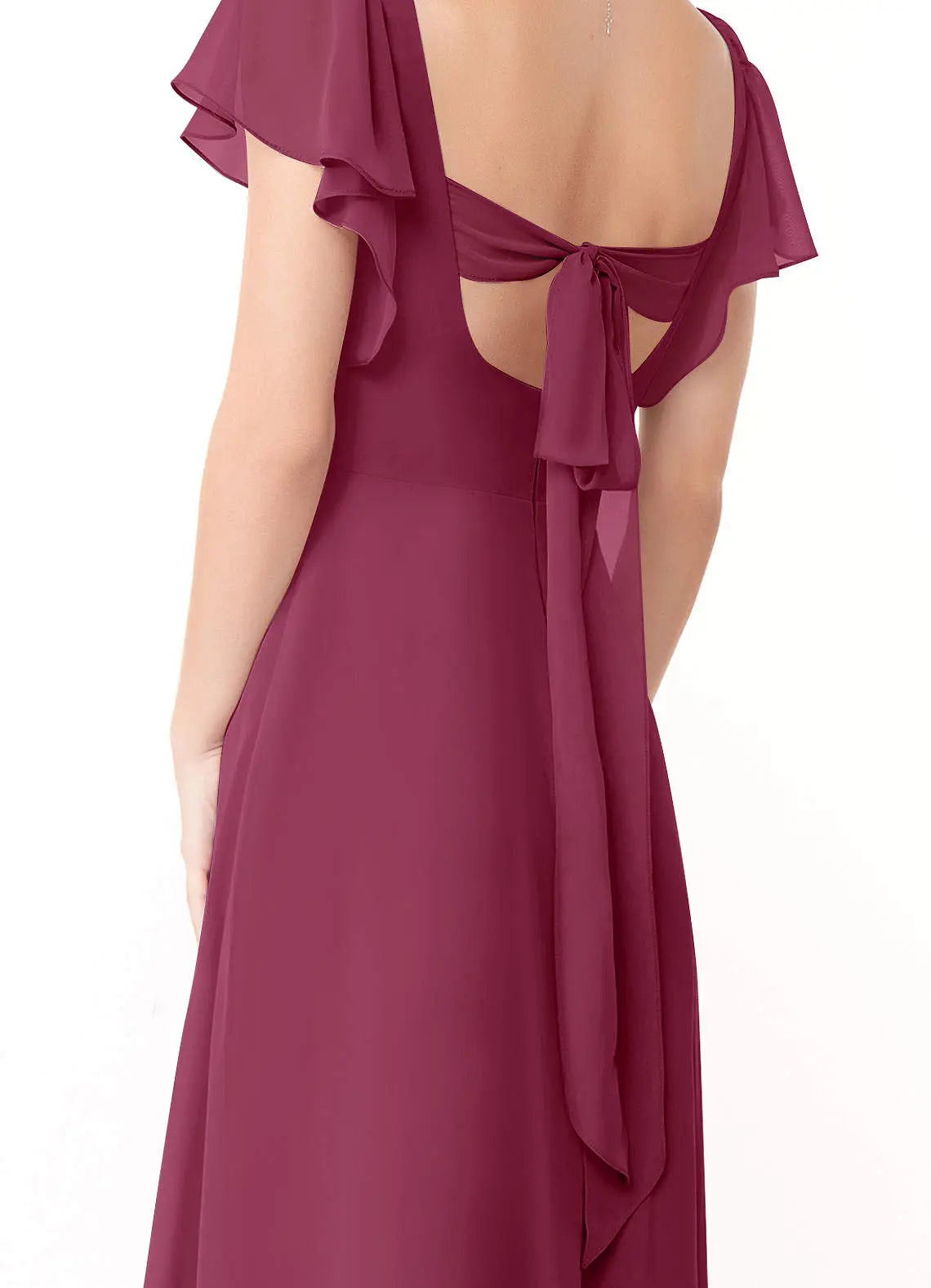 Syenna A-Line V-Neck Chiffon Bridesmaid Dress in Mulberry