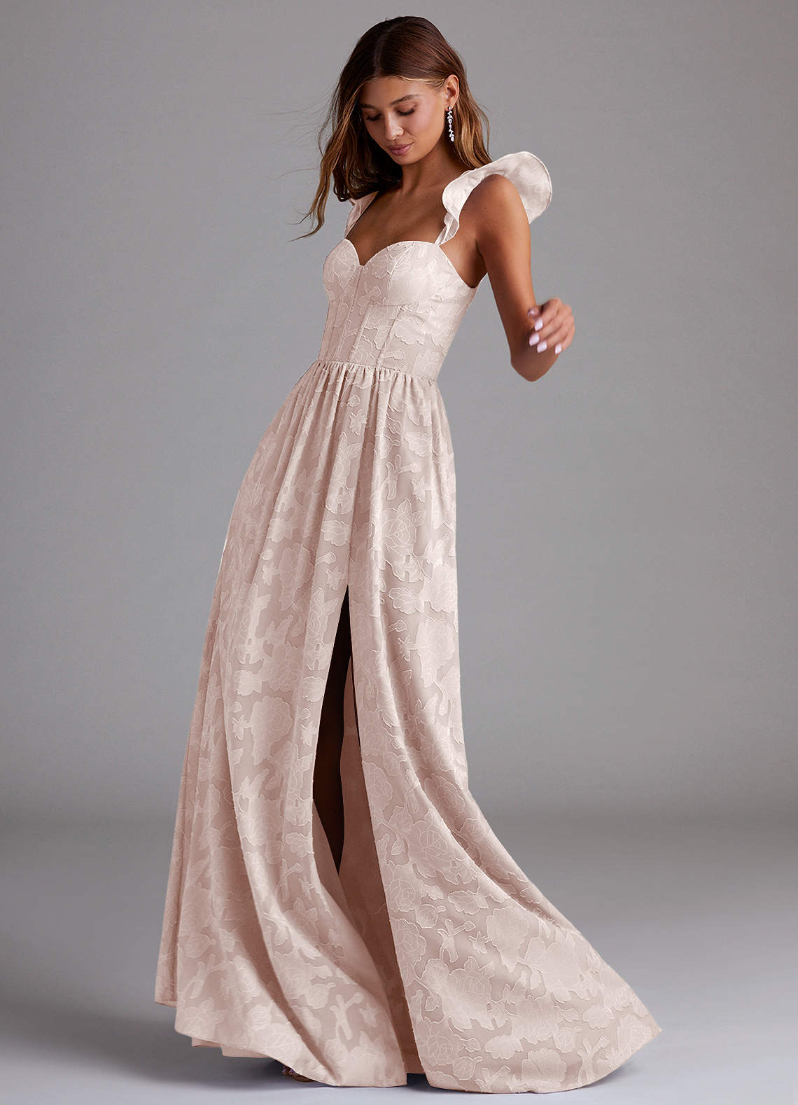 Denisse A-Line Sweetheart Floral Burnout Bridesmaid Dress in Blushing Pink