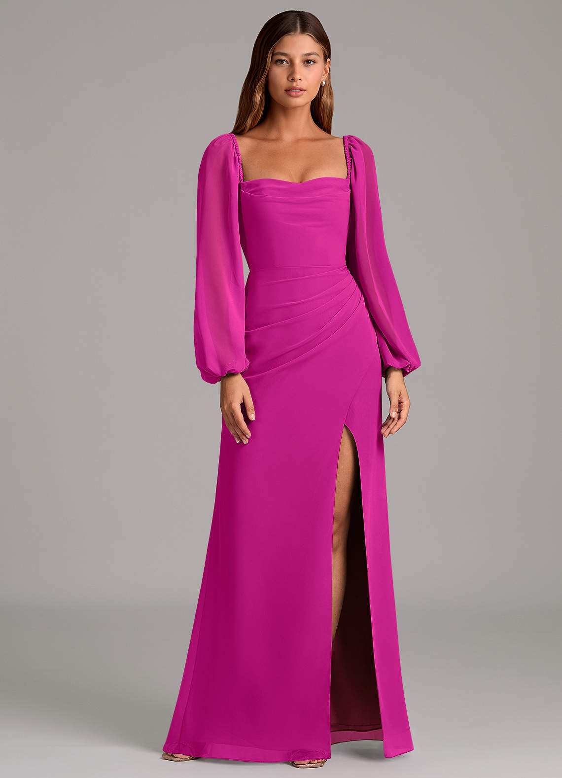 Brixley Mermaid Sweetheart Chiffon Bridesmaid Dress in Fuchsia