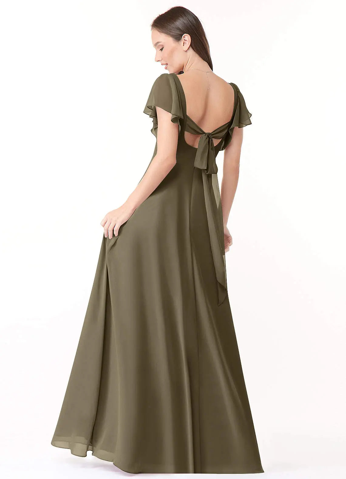 Syenna A-Line V-Neck Chiffon Bridesmaid Dress in Willow Green