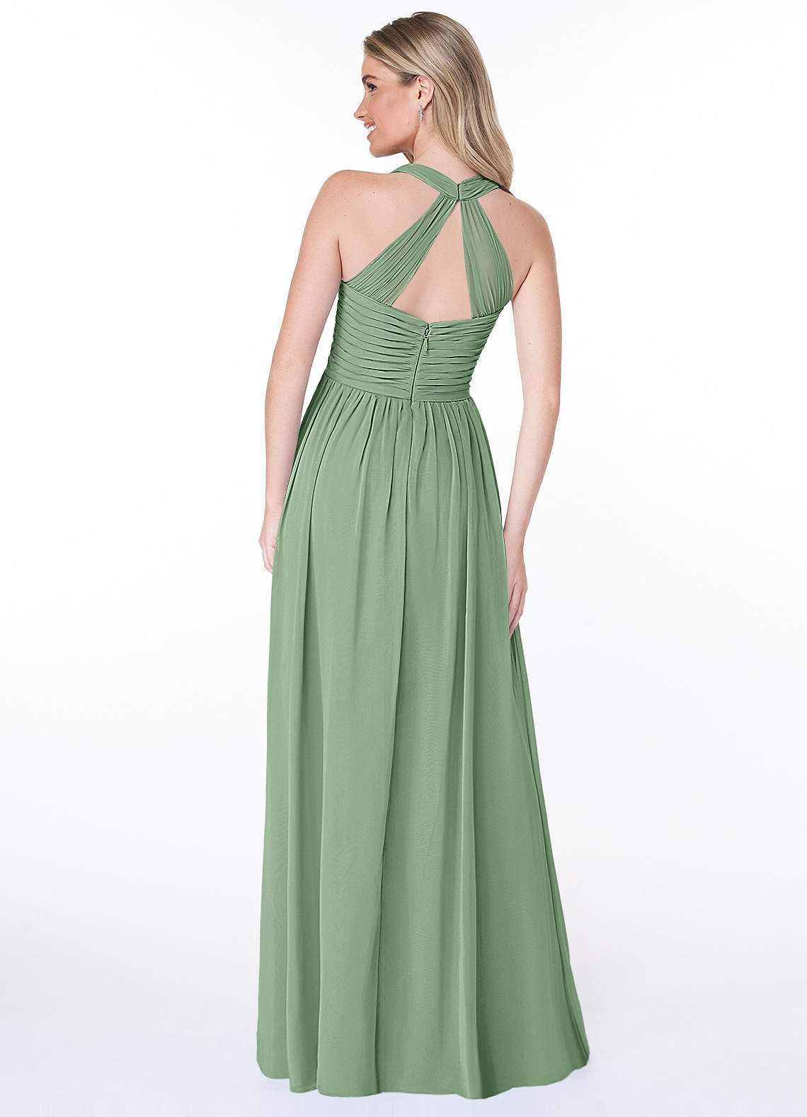 Jaclyn A-Line Halter Chiffon Bridesmaid Dress in Matcha