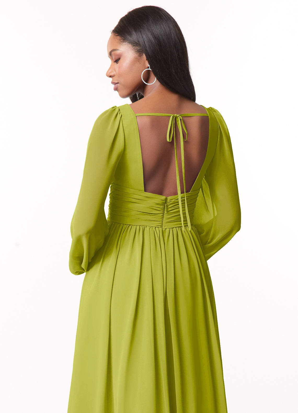 Norah A-Line V-Neck Chiffon Bridesmaid Dress in Lemongrass