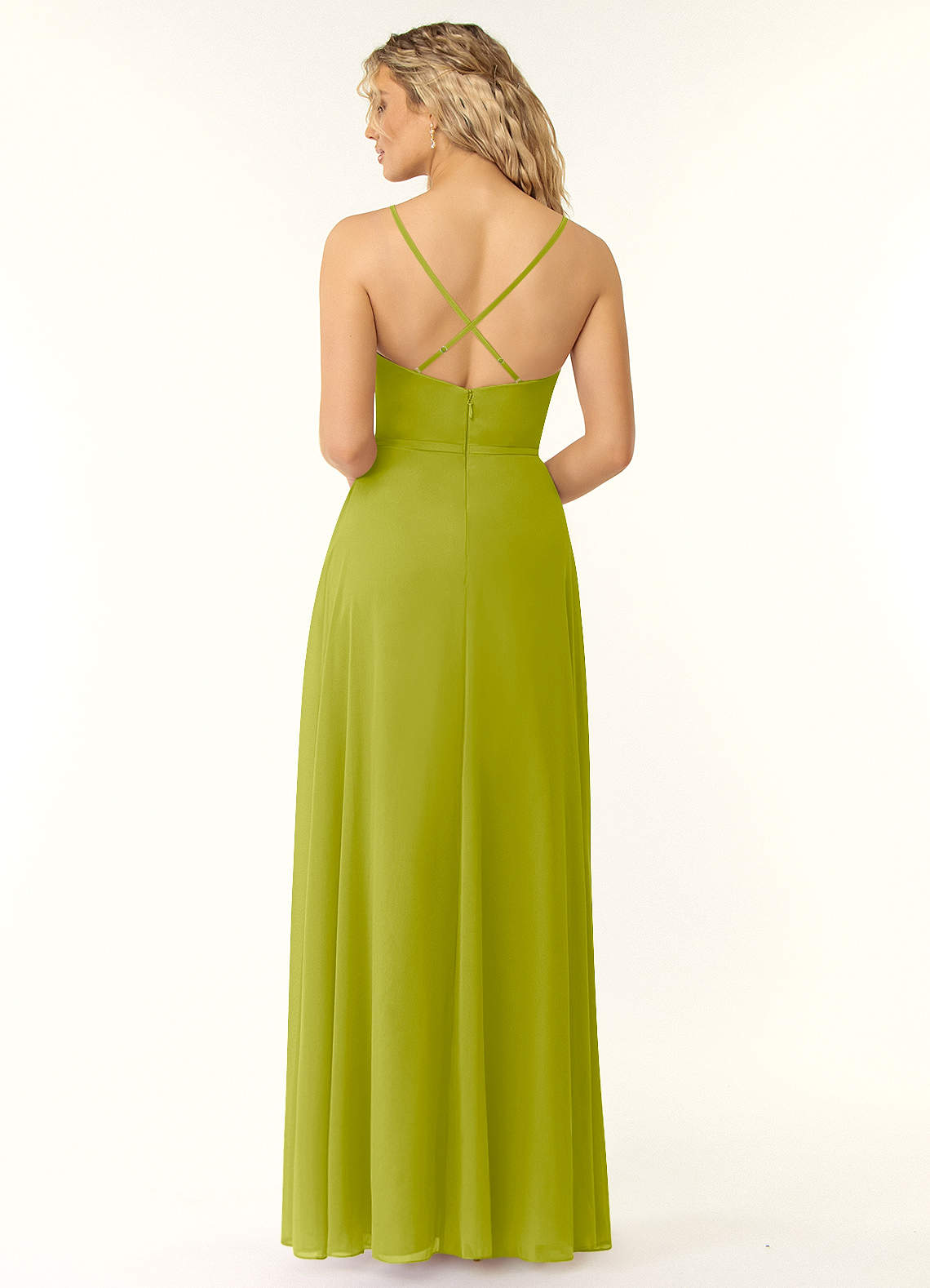 Naeem A-Line V-Neck Chiffon Bridesmaid Dress in Lemongrass