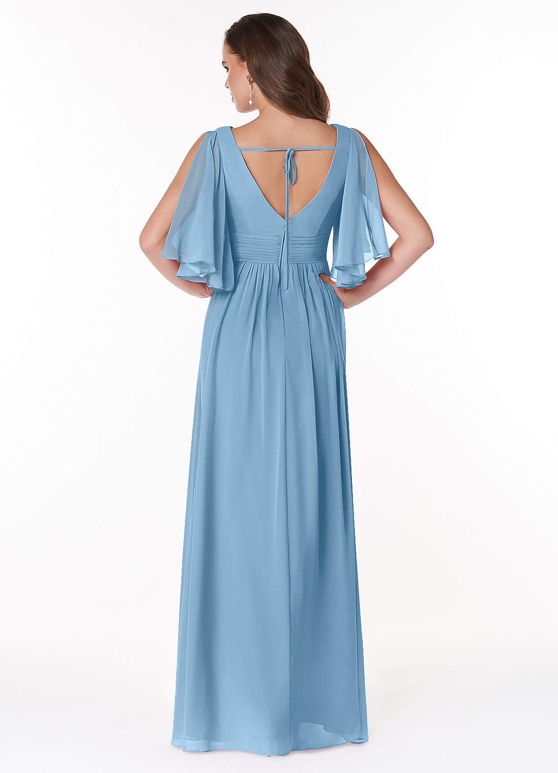 Temeka A-Line V-Neck Chiffon Bridesmaid Dress in Steel Blue