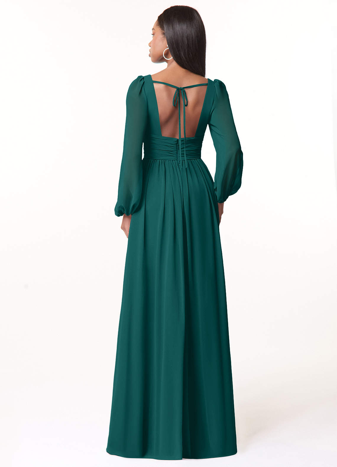 Norah A-Line V-Neck Chiffon Bridesmaid Dress in Peacock