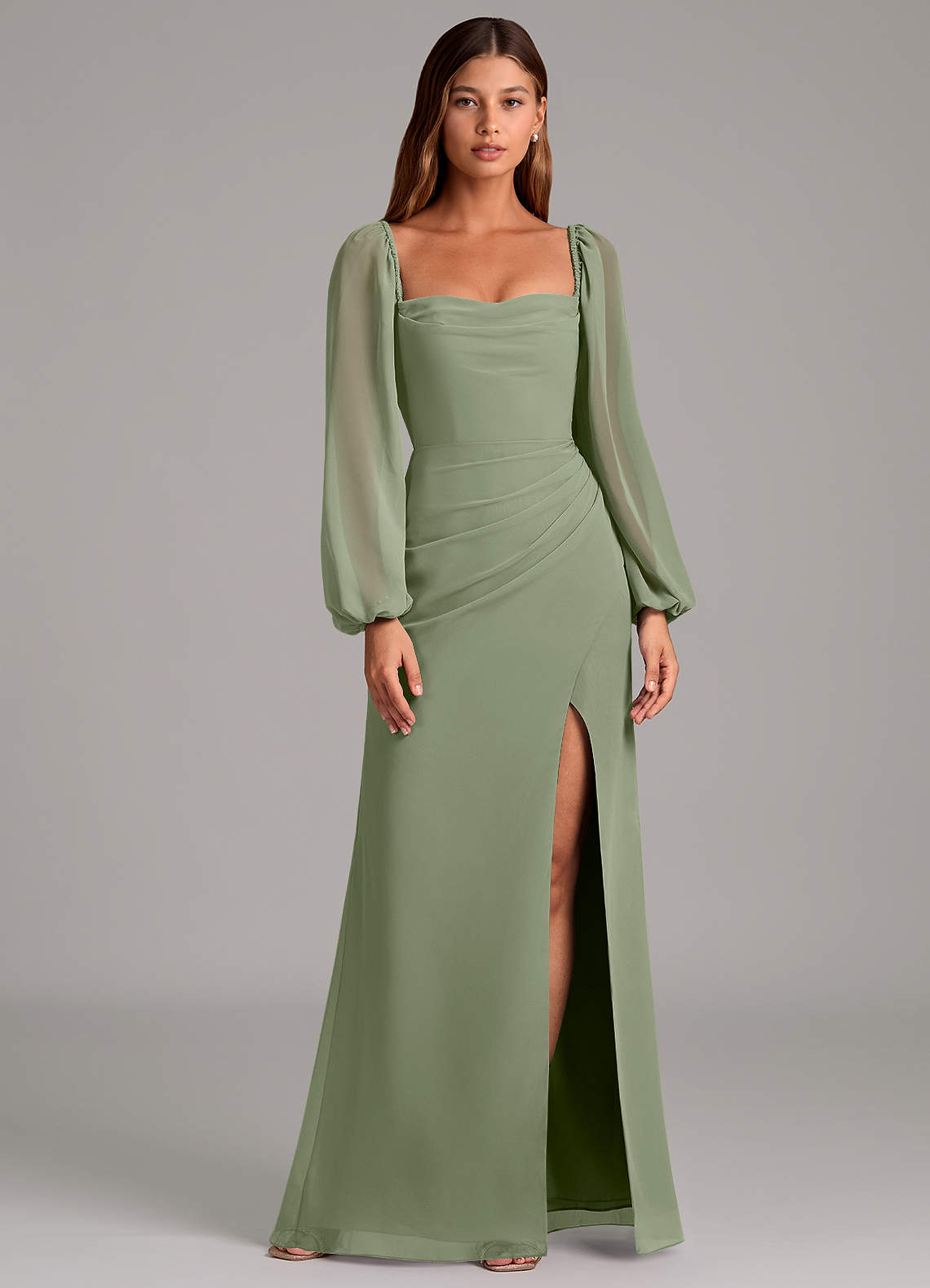 Brixley Mermaid Sweetheart Chiffon Bridesmaid Dress in Pistachio