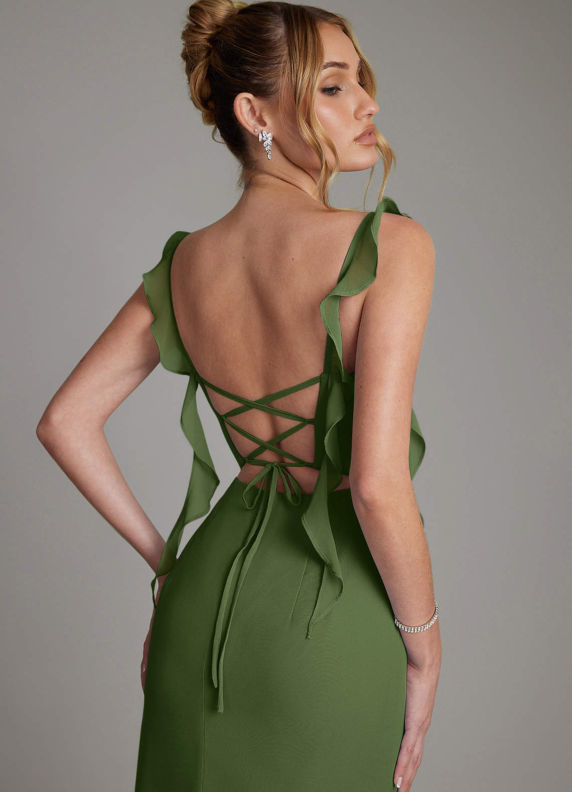 Jessamine Mermaid Sweetheart Chiffon Bridesmaid Dress in Olive